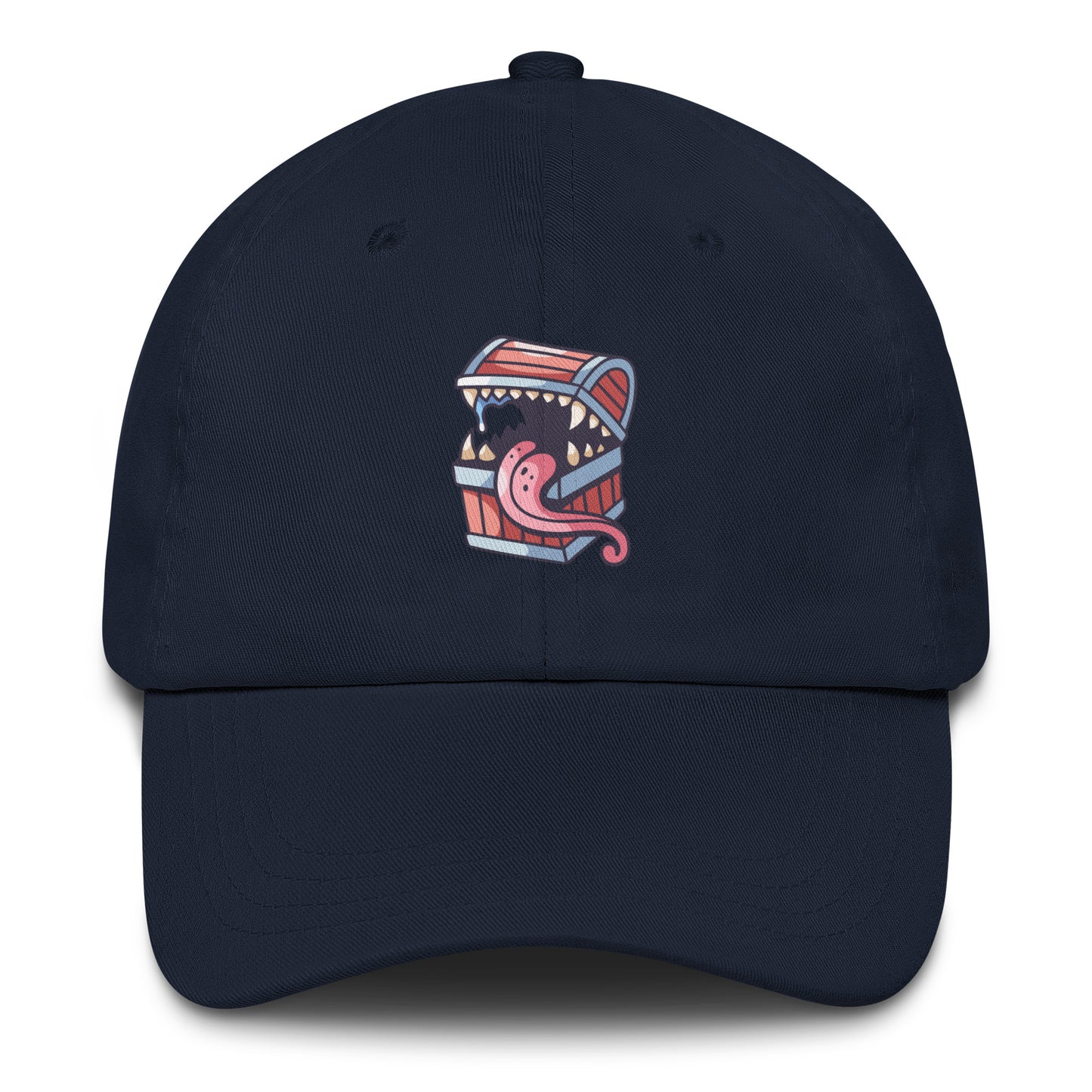 Treasure chest - Monster Chest Design - Cap - Baseball Cap - Navy -Front