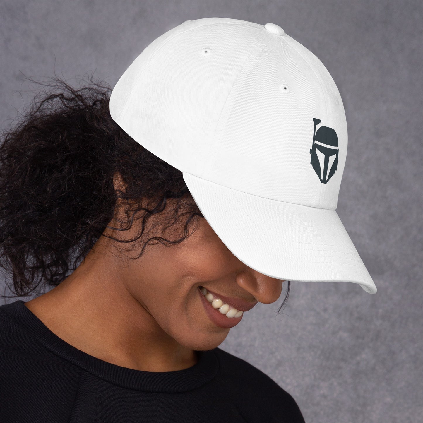 Bounty Hunter - Minimalist Mandalorian Icon - Cap - Baseball Cap - White - Right side