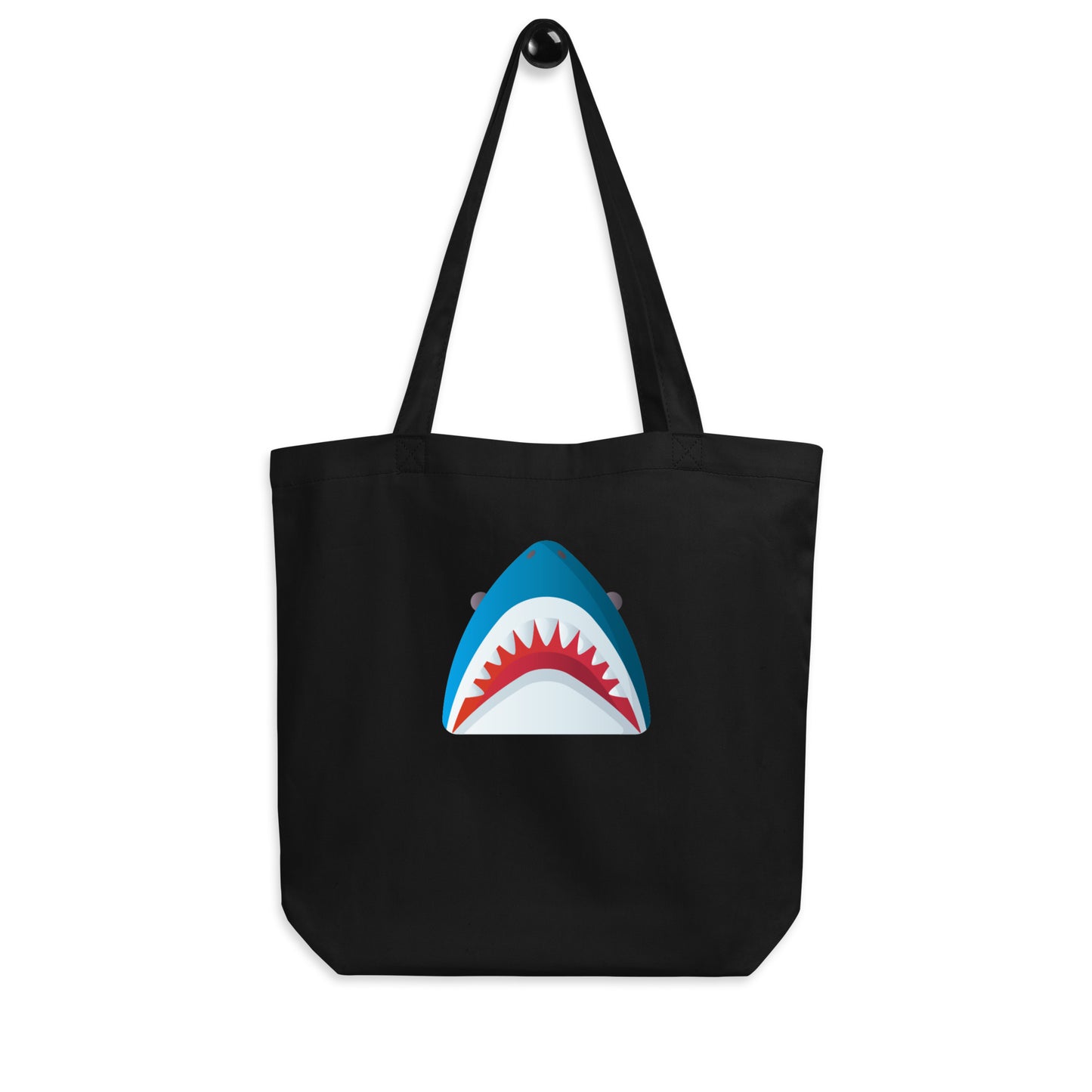 Mr Shark - Cartoon Jaws Pop-Up - Eco Tote Bag - Everyday Bag/Shopping Bag - Black - Front