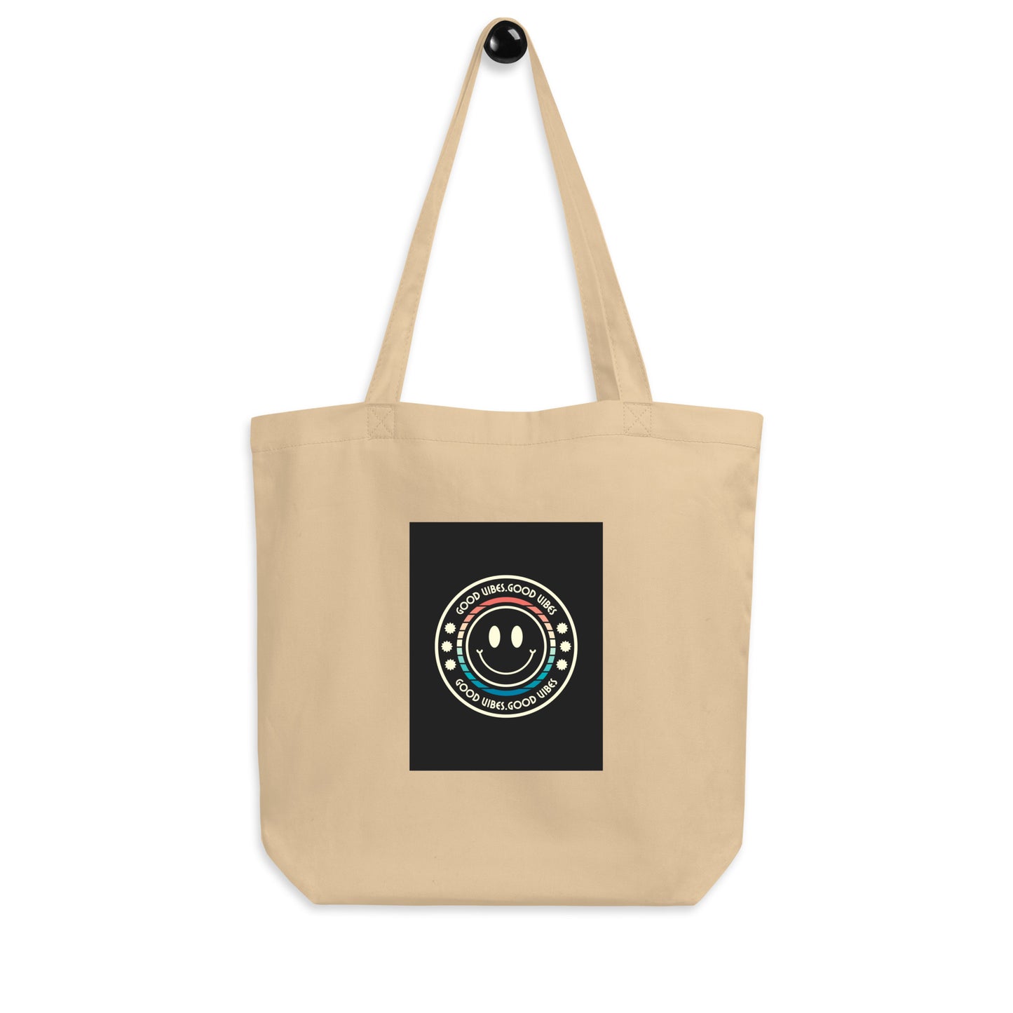 Good Vibes - Smiley Festival Energy - Eco Tote Bag - Everyday Bag/Shopping Bag - Oyster - Front