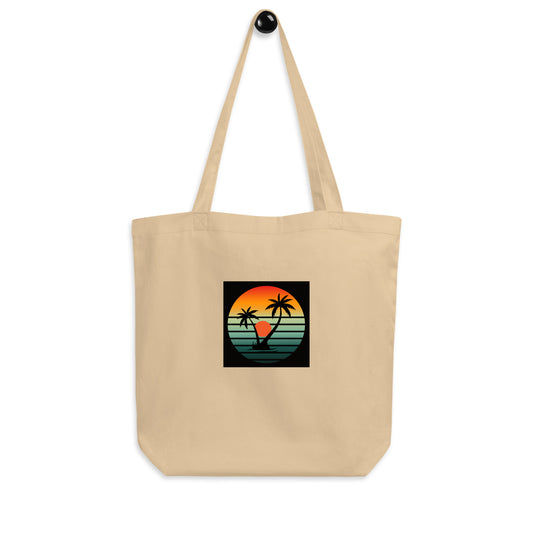Tropical - Sunset Island Vibes - Eco Tote Bag - Everyday Bag/Shopping Bag - Oyster - Front