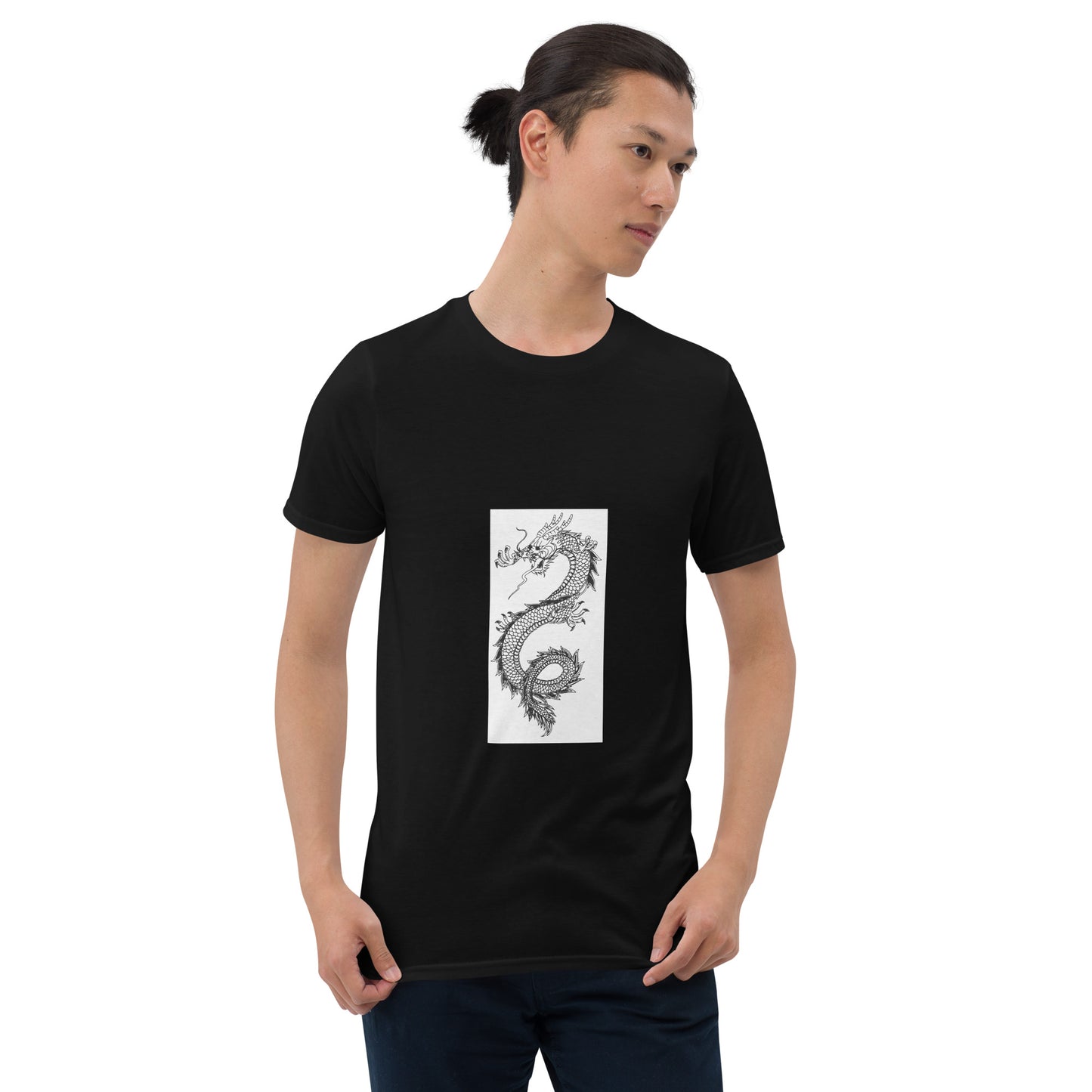 Chinese Dragon - Minimalist Design Artwork - Short-Sleeve Unisex T-Shirt - Graphic Tee - Black - Front