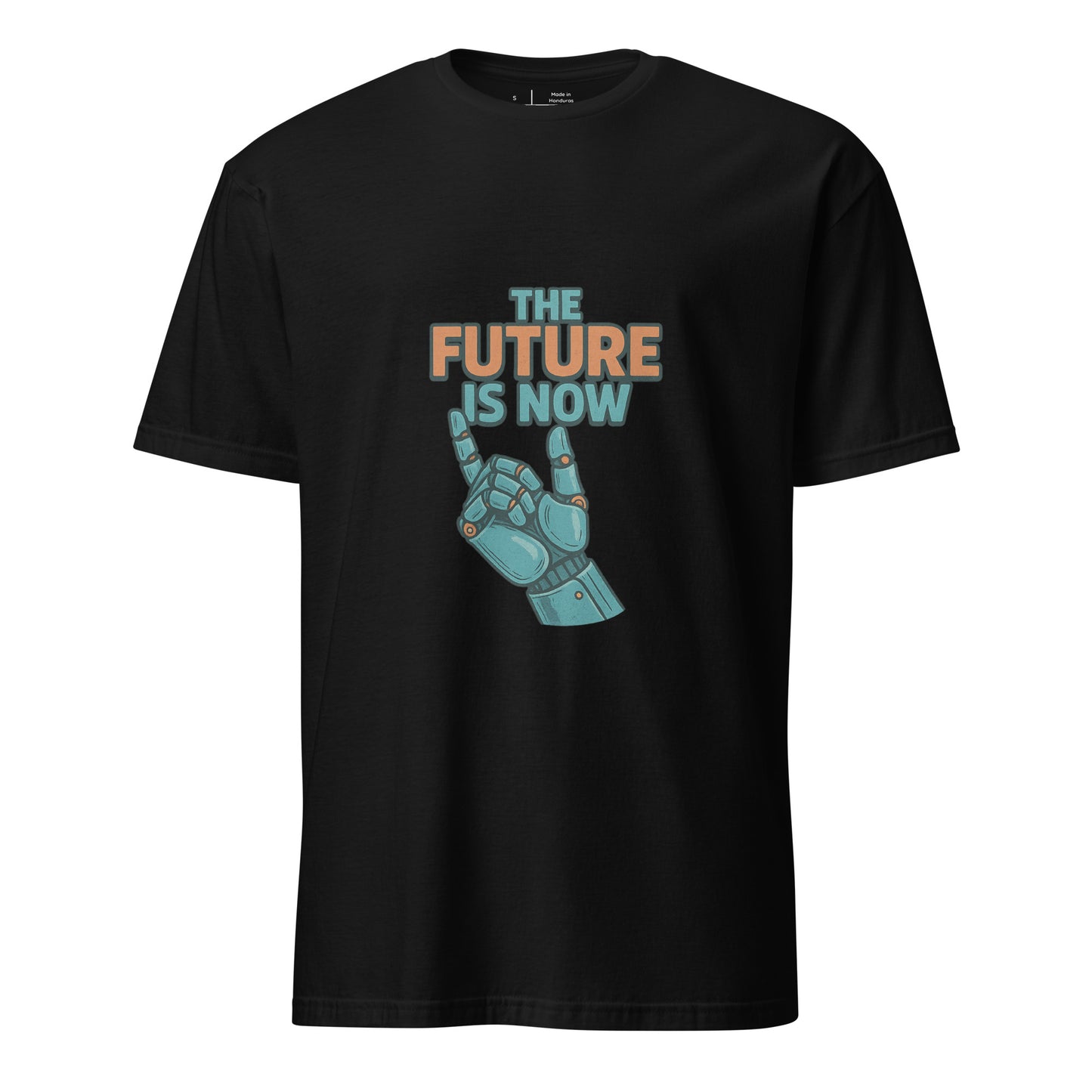 The Future Is Now - Futuristic Neon Tech - Short-Sleeve Unisex T-Shirt - Graphic Tee - Black - Front