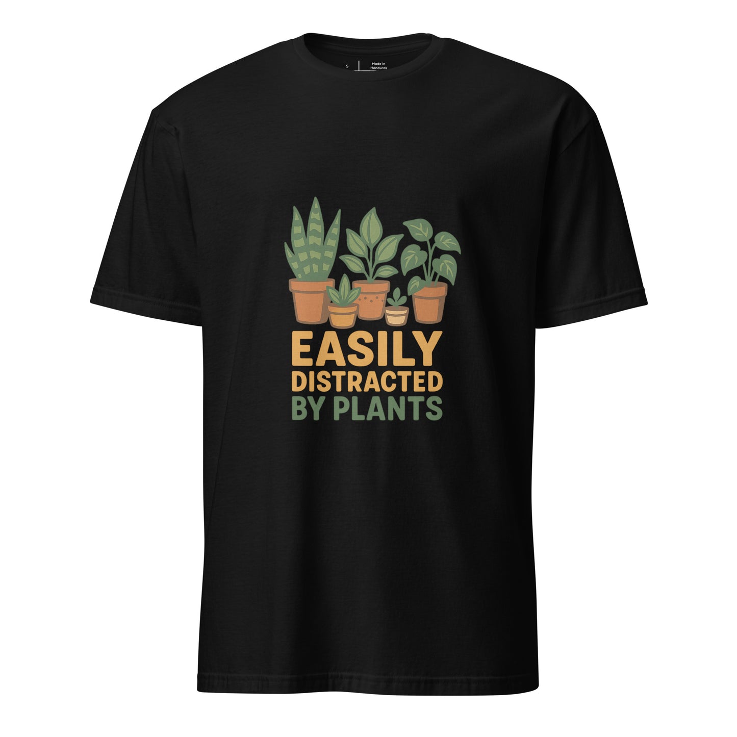 Easily Distracted By Plants - Short-Sleeve Unisex T-Shirt - Graphic Tee - Black - Front