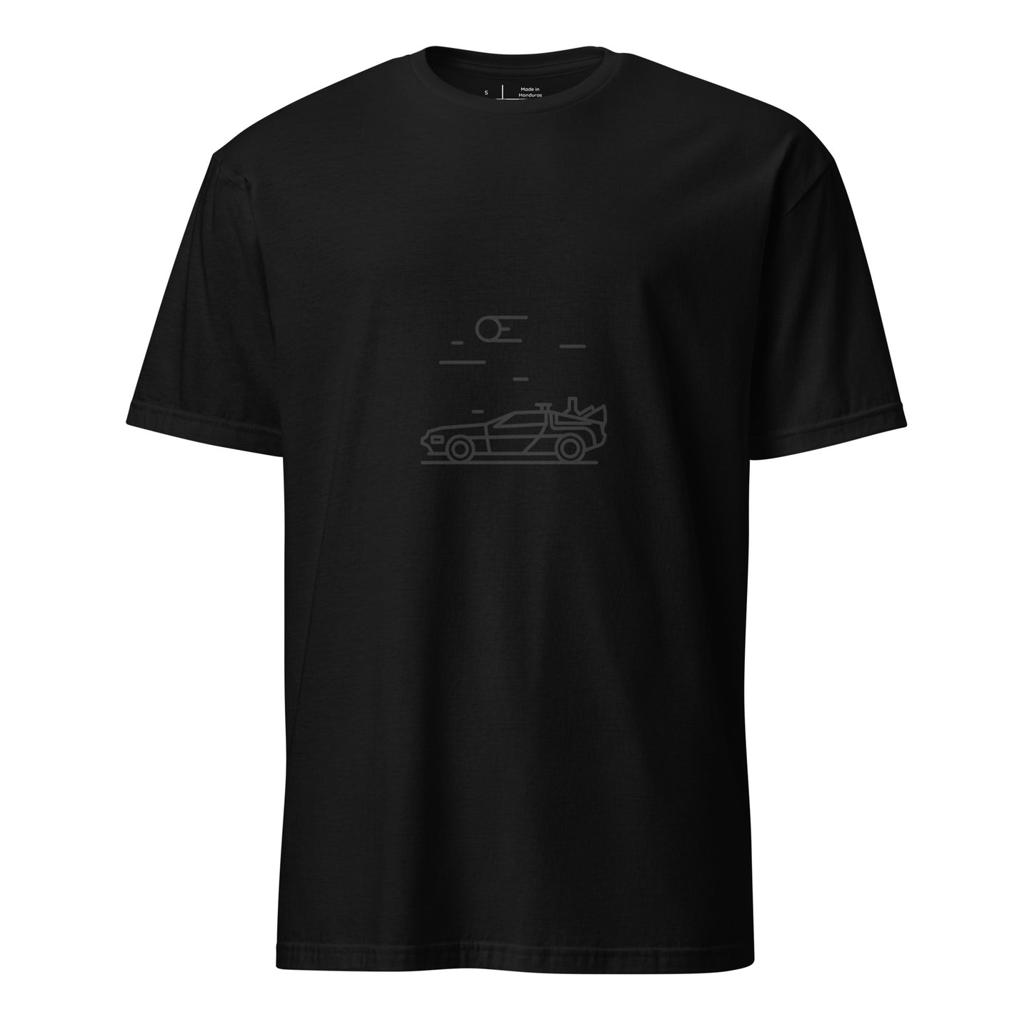 "88 MPH" – Retro Time Machine Car - Short-Sleeve Unisex T-Shirt - Graphic Tee - Black - Front