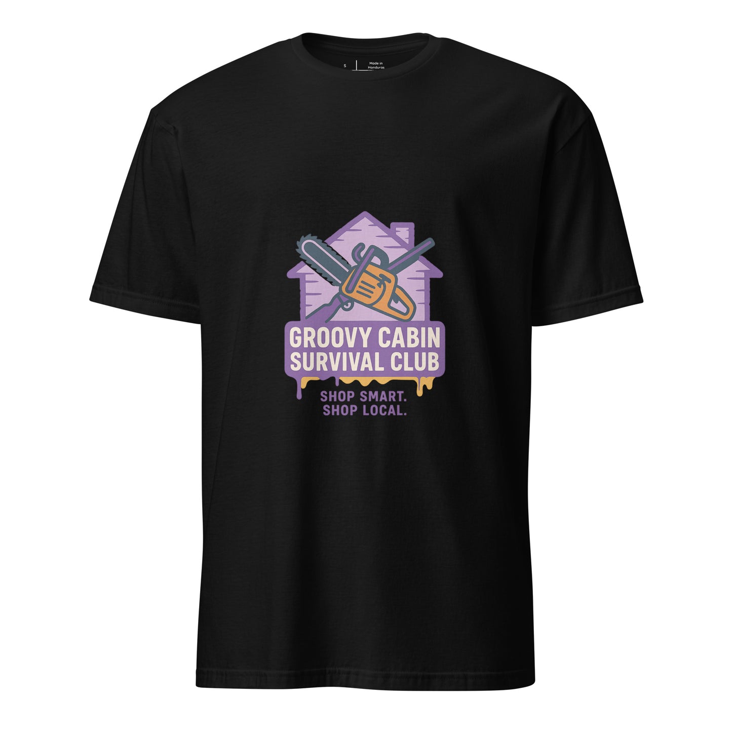 Groovy Cabin- Retro Horror Vibes - Short-Sleeve Unisex T-Shirt - Graphic Tee - Black - Front