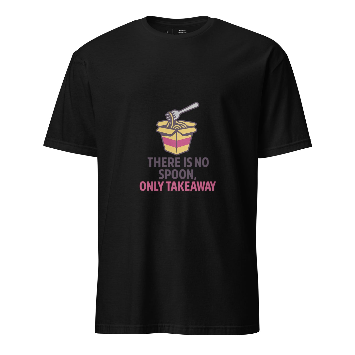 There Is No Spoon, Only Takeaway — Matrix-Inspired - Short-Sleeve Unisex T-Shirt - Graphic Tee - Black - Front