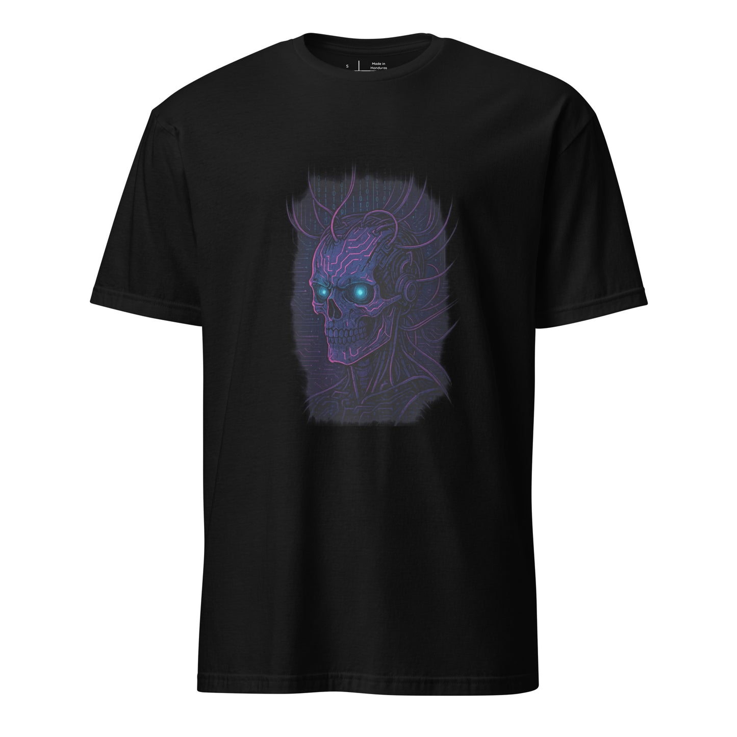 Neural Hacker – Cyber Skull Uprising - Short-Sleeve Unisex T-Shirt - Graphic Tee - Black - Front