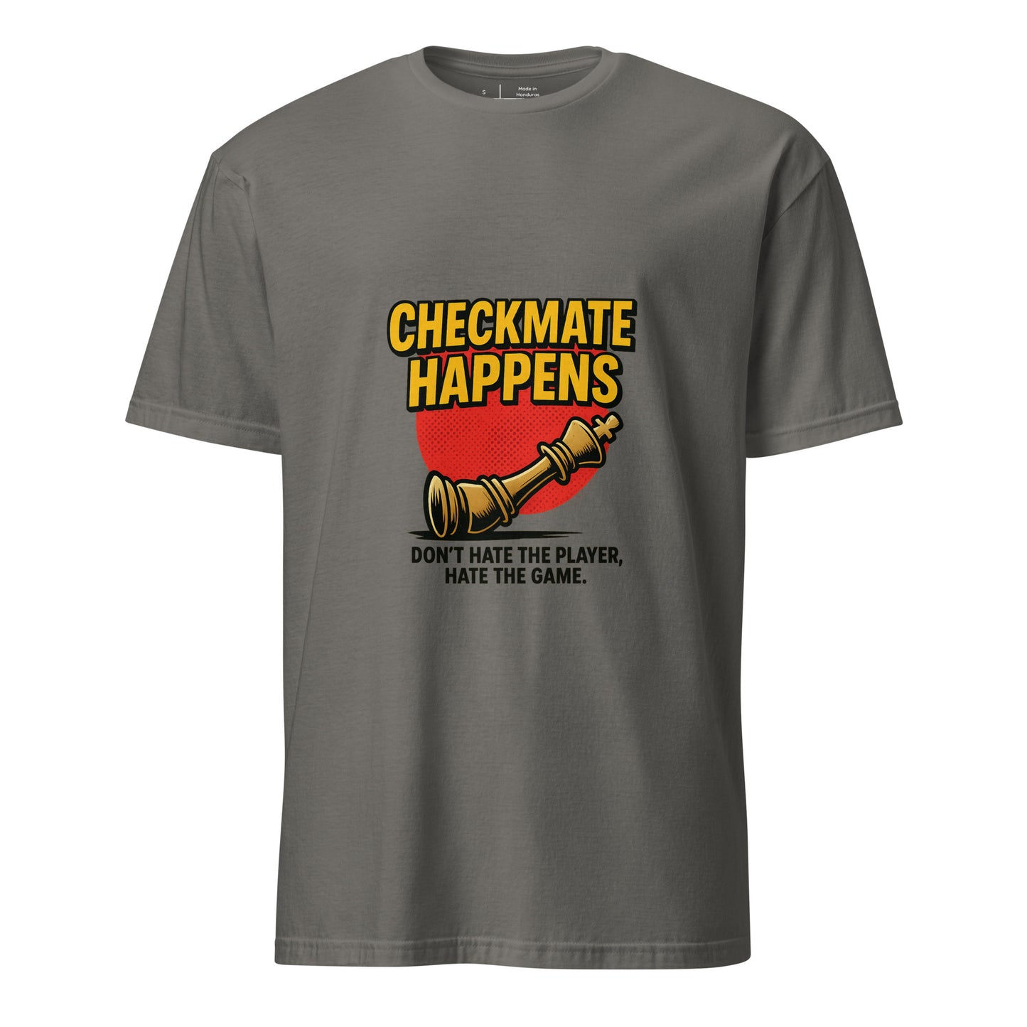 Checkmate Happens – Chess Lovers - Short-Sleeve Unisex T-Shirt - Graphic Tee - Charcoal - Front
