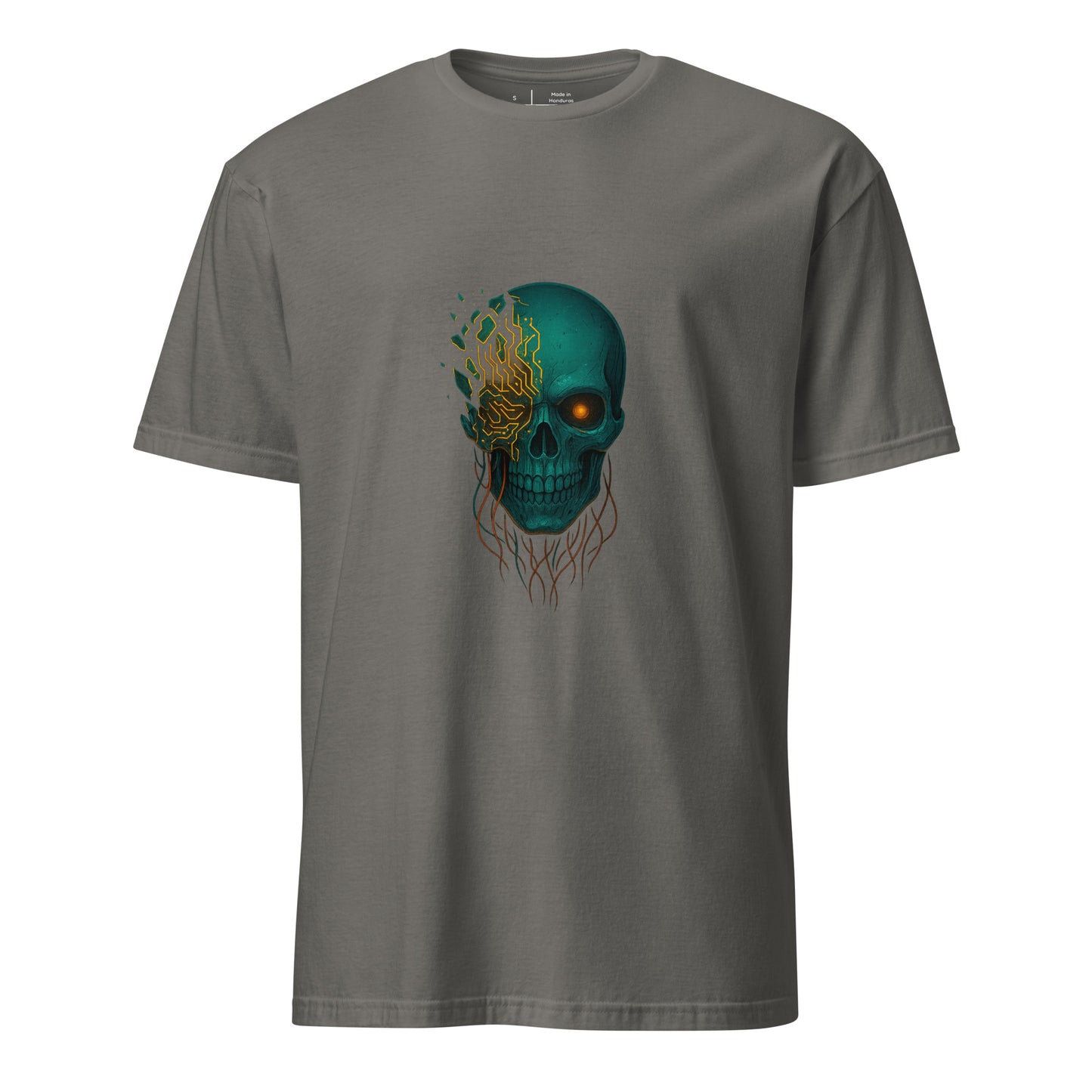 Astral Hacker Skull – Circuit Fractured - Short-Sleeve Unisex T-Shirt - Graphic Tee - Charcoal - Front