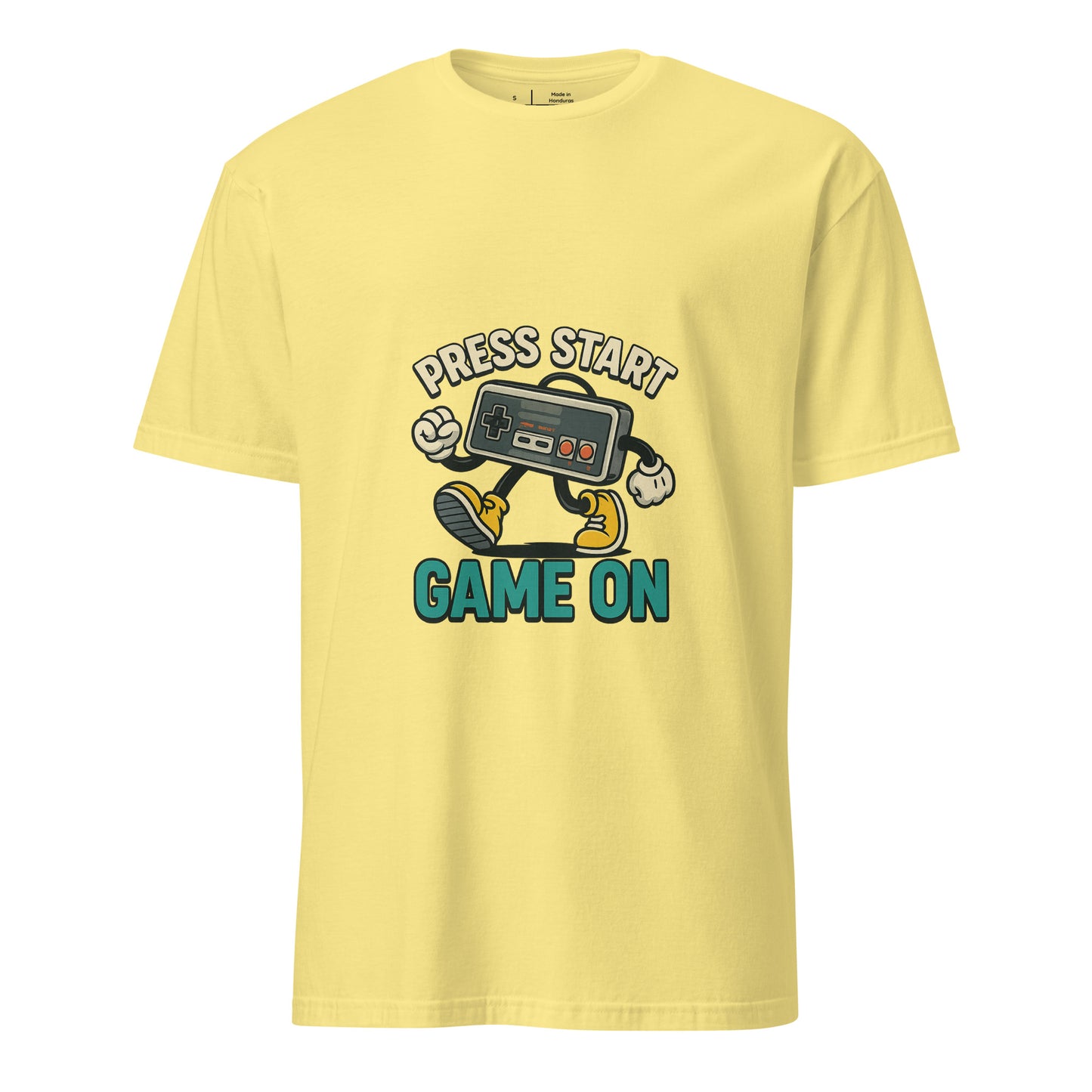 Press Start - Retro Gamer - Short-Sleeve T-Shirt - Graphic Tee - Cornsilk - Front