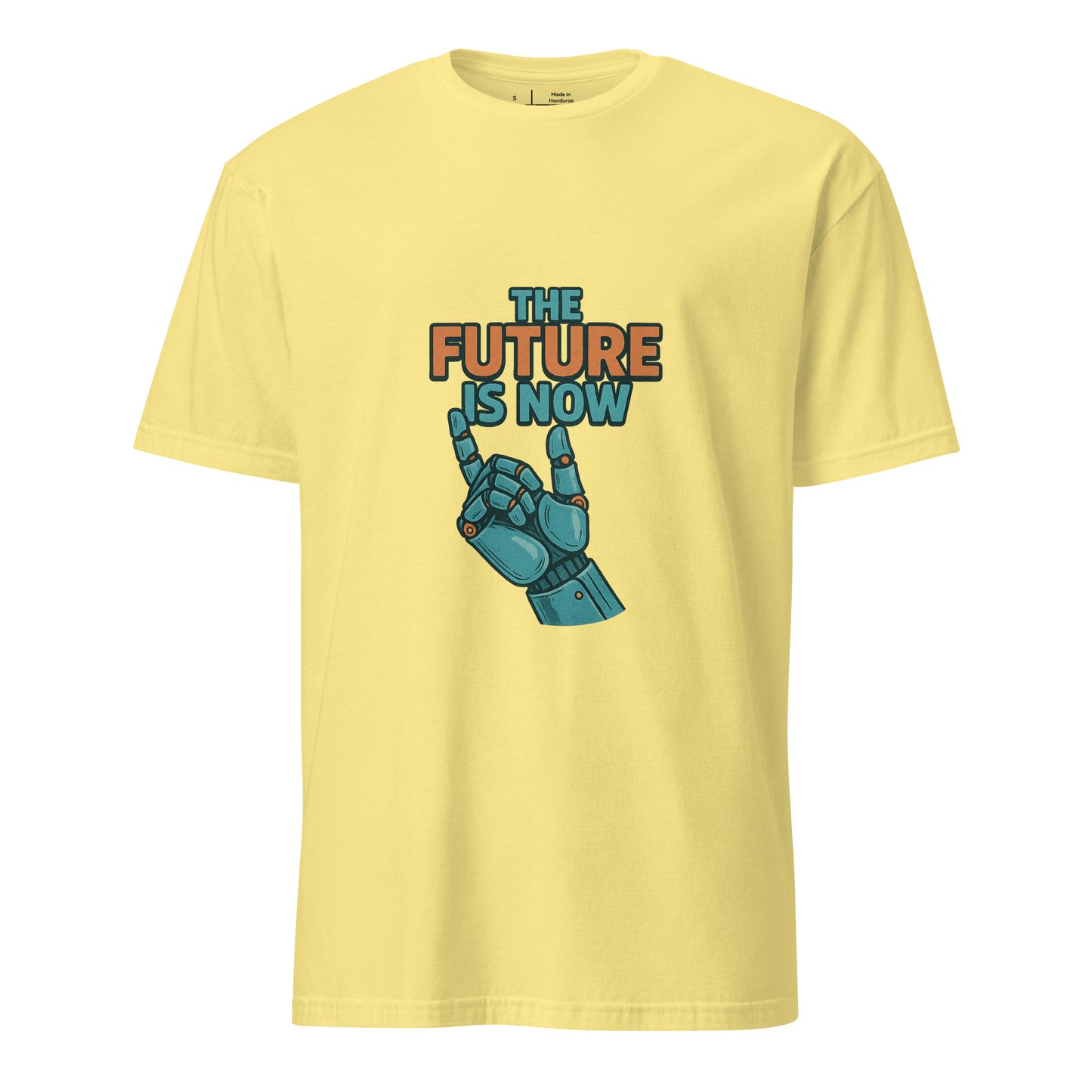 The Future Is Now - Futuristic Neon Tech - Short-Sleeve Unisex T-Shirt - Graphic Tee - Cornsilk - Front