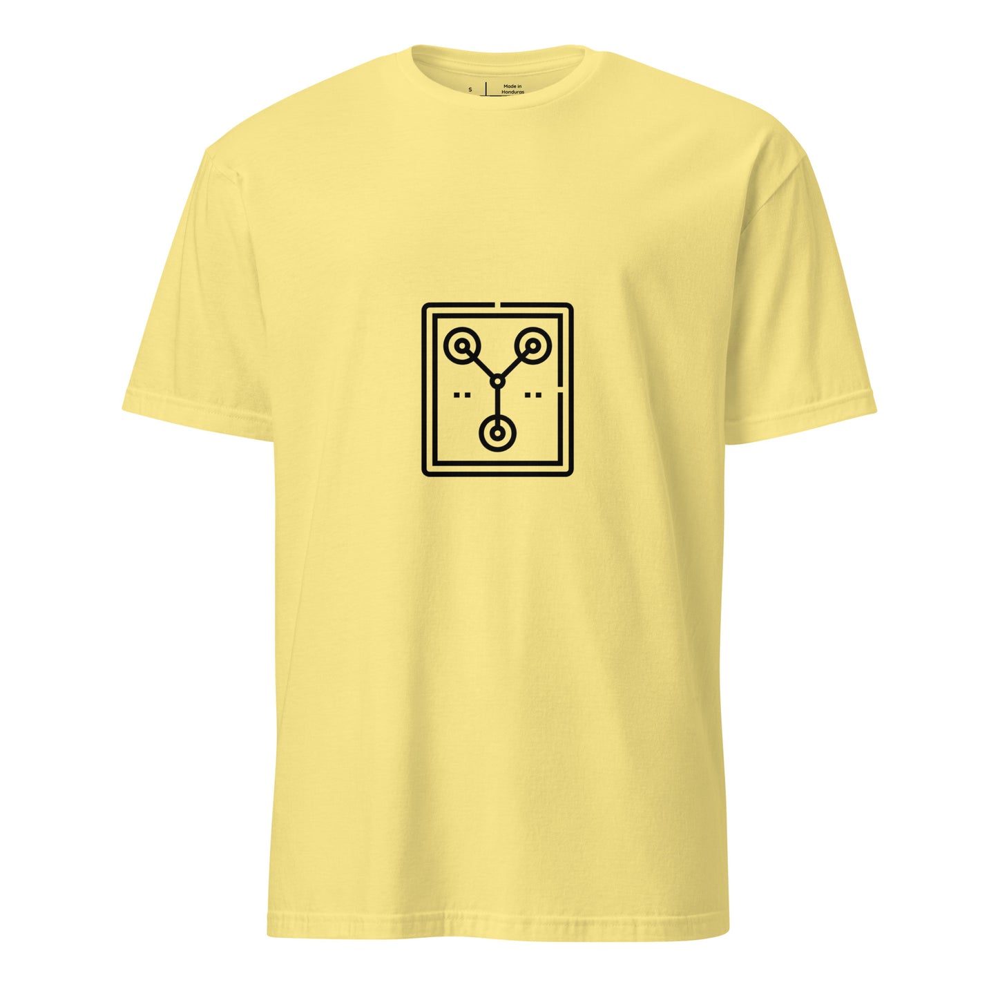 Flux2 - Minimalist Time Circuit - Short-Sleeve Unisex T-Shirt - Graphic Tee - Cornsilk - Front