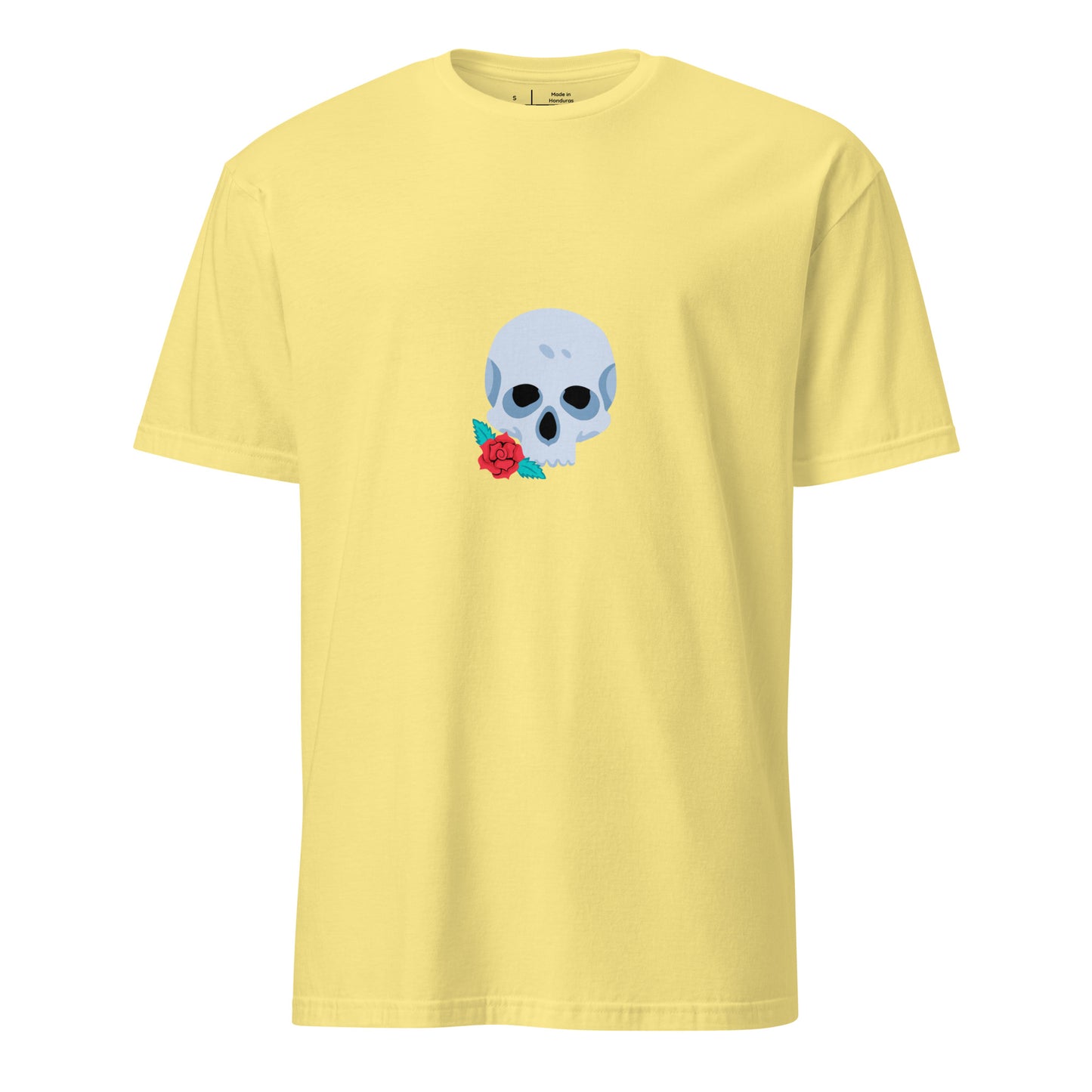 Skull & Flora - Dark Romance - Short-Sleeve Unisex T-Shirt - Graphic Tee - Cornsilk - Front