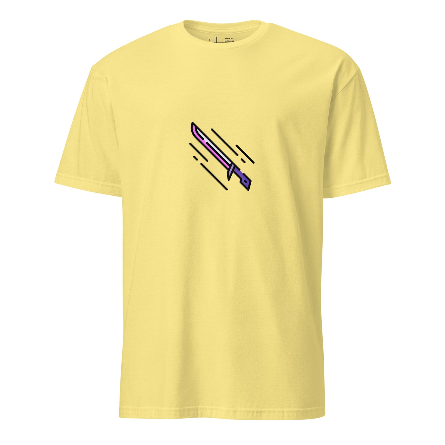 Cyber Sword – Blade Of The Neon Future - Short-Sleeve Unisex T-Shirt - Graphic Tee - Cornsilk - Front