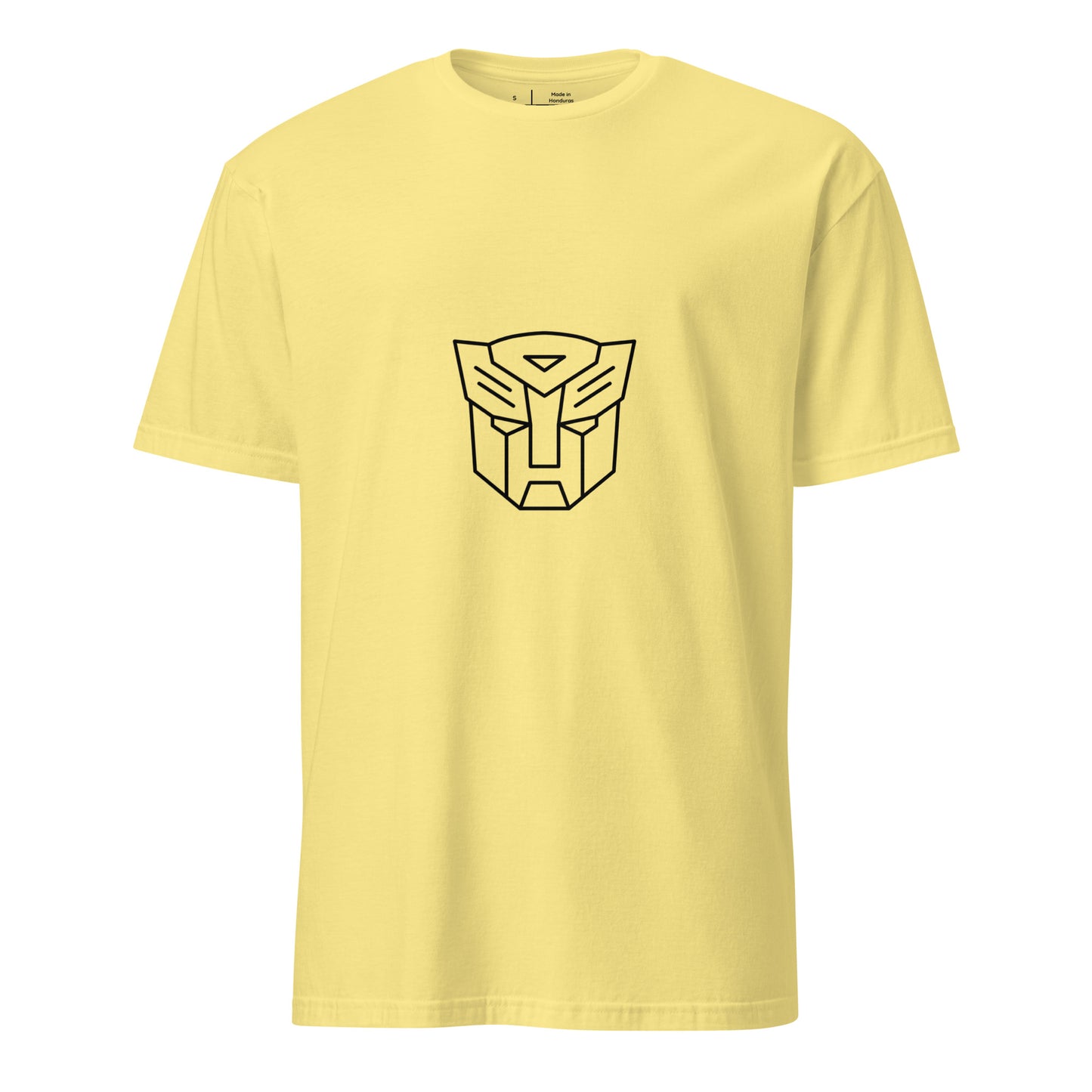 Tranzforma 2 - Minimalist Heroic Mech Icon - Short-Sleeve Unisex T-Shirt - Graphic Tee - Cornsilk - Front