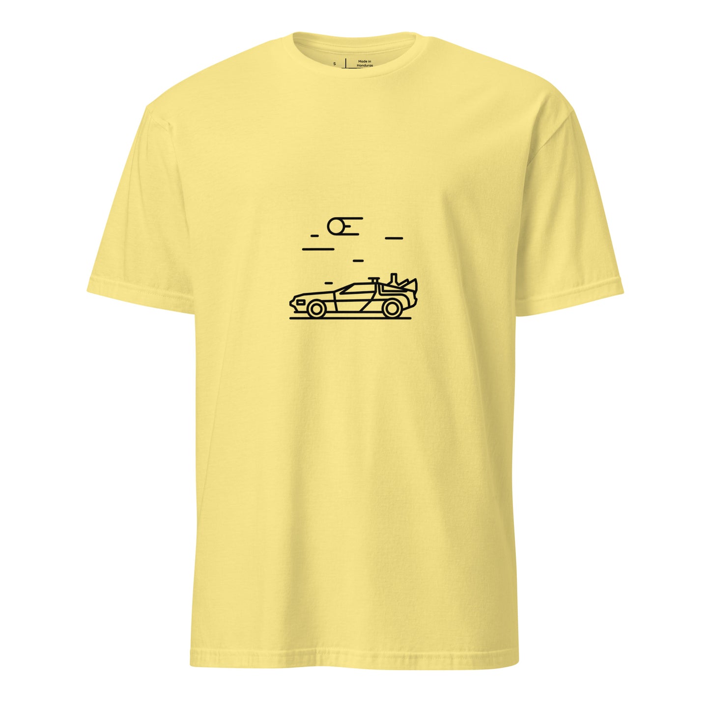 "88 MPH" – Retro Time Machine Car - Short-Sleeve Unisex T-Shirt - Graphic Tee - Cornsilk - Front