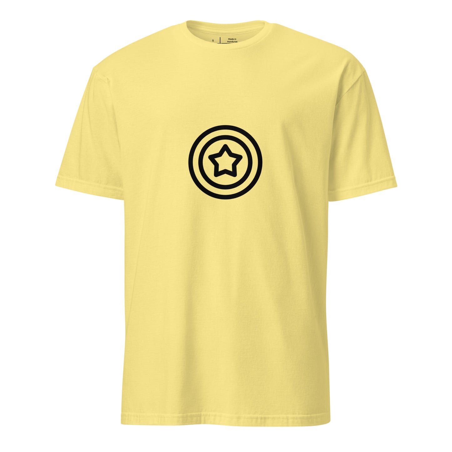 Shield - Minimalist Hero Emblem - Short-Sleeve - Unisex T-Shirt - Graphic Tee - Cornsilk - Front