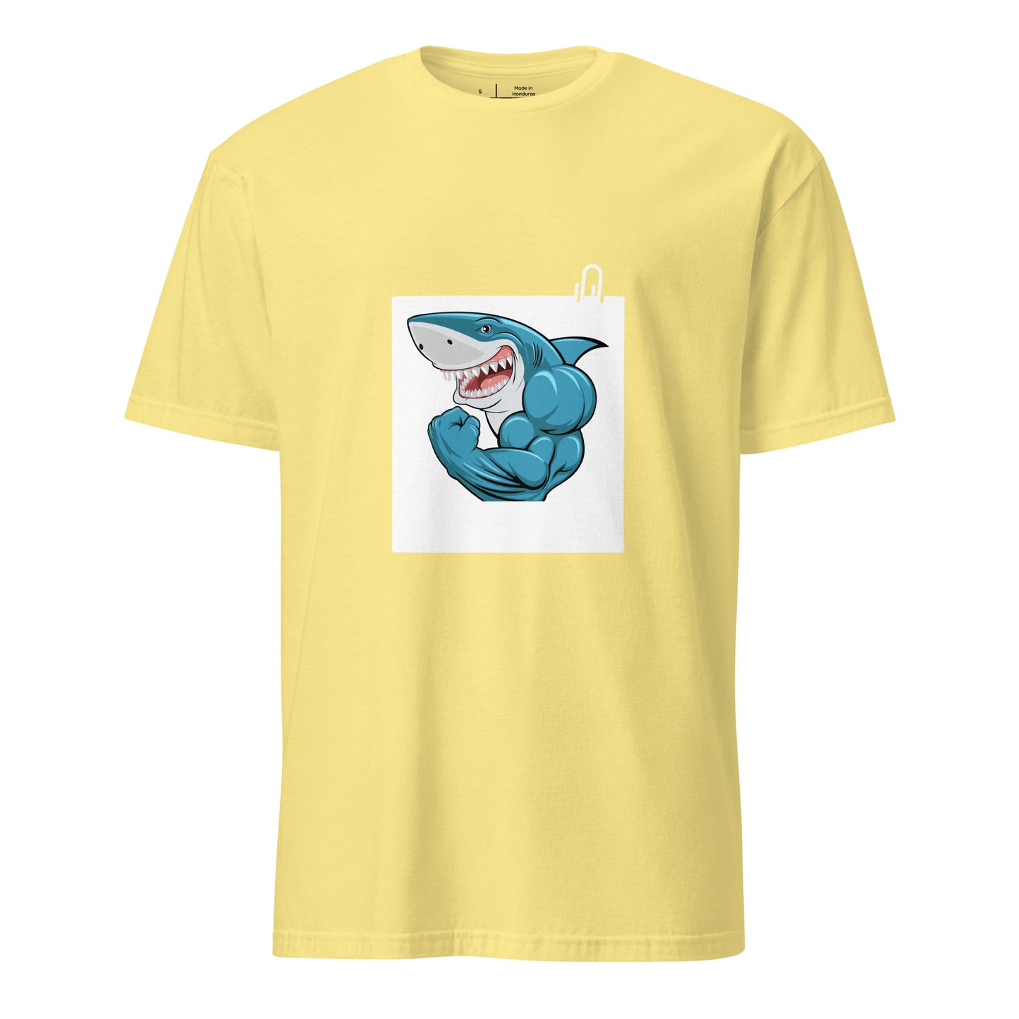 Muscle Shark - Flexin Underwater - Short-Sleeve Unisex T-Shirt - Graphic Tee - Cornsilk - Front