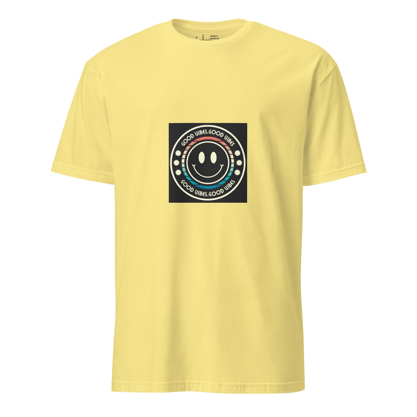 Good Vibes - Smiley Festival Energy - Short-Sleeve Unisex T-Shirt - Graphic Tee - Cornsilk - Front