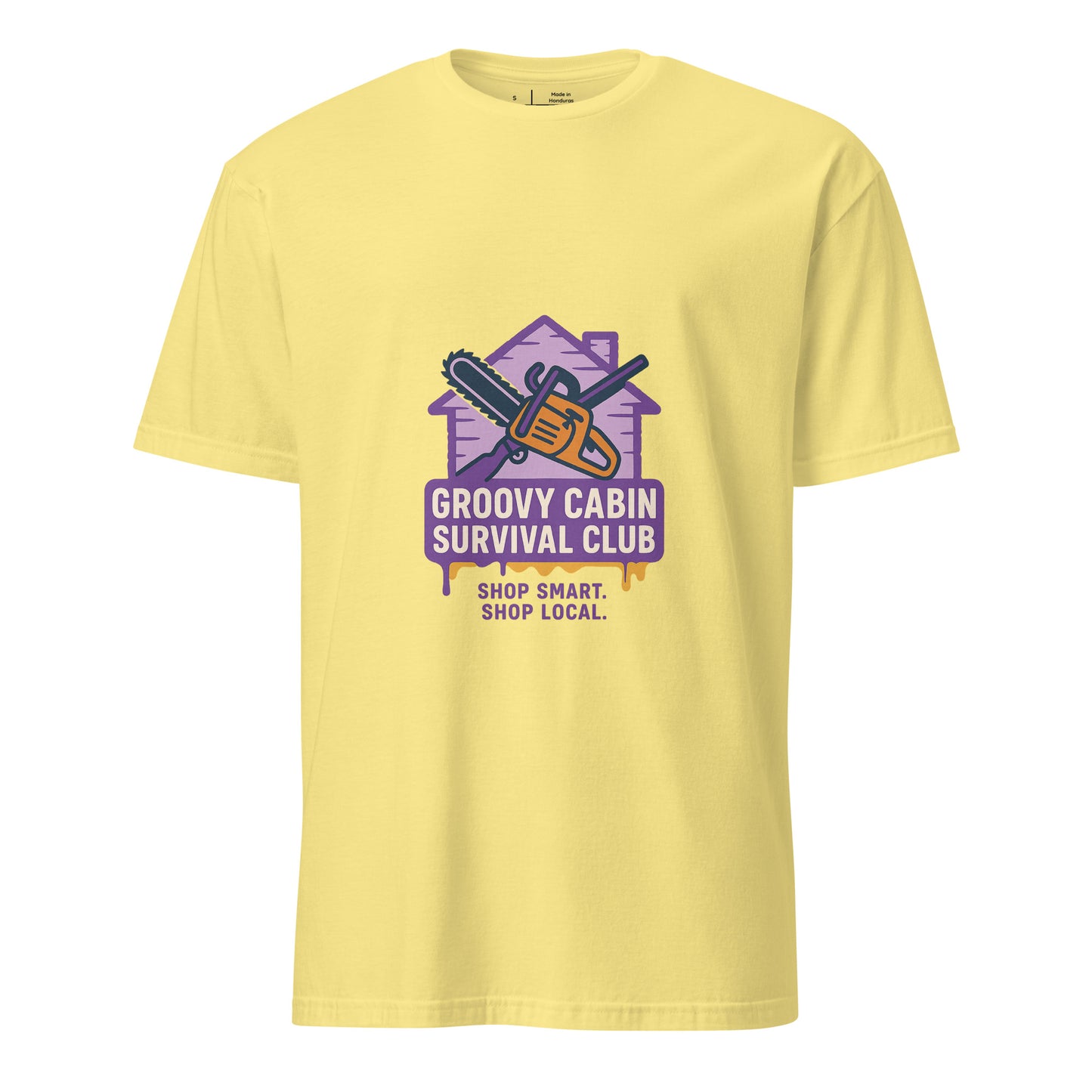 Groovy Cabin- Retro Horror Vibes - Short-Sleeve Unisex T-Shirt - Graphic Tee - Cornsilk - Front