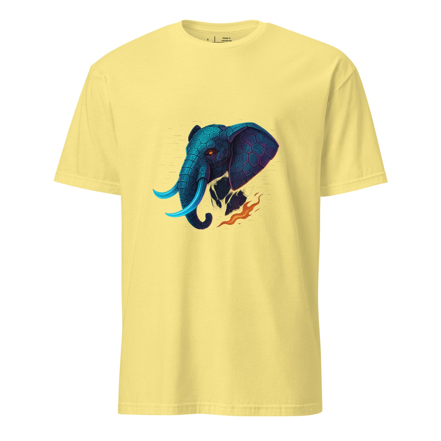 Cyber Elephant – Futuristic Tech Jungle - Short-Sleeve Unisex T-Shirt - Graphic Tee - Cornsilk - Front