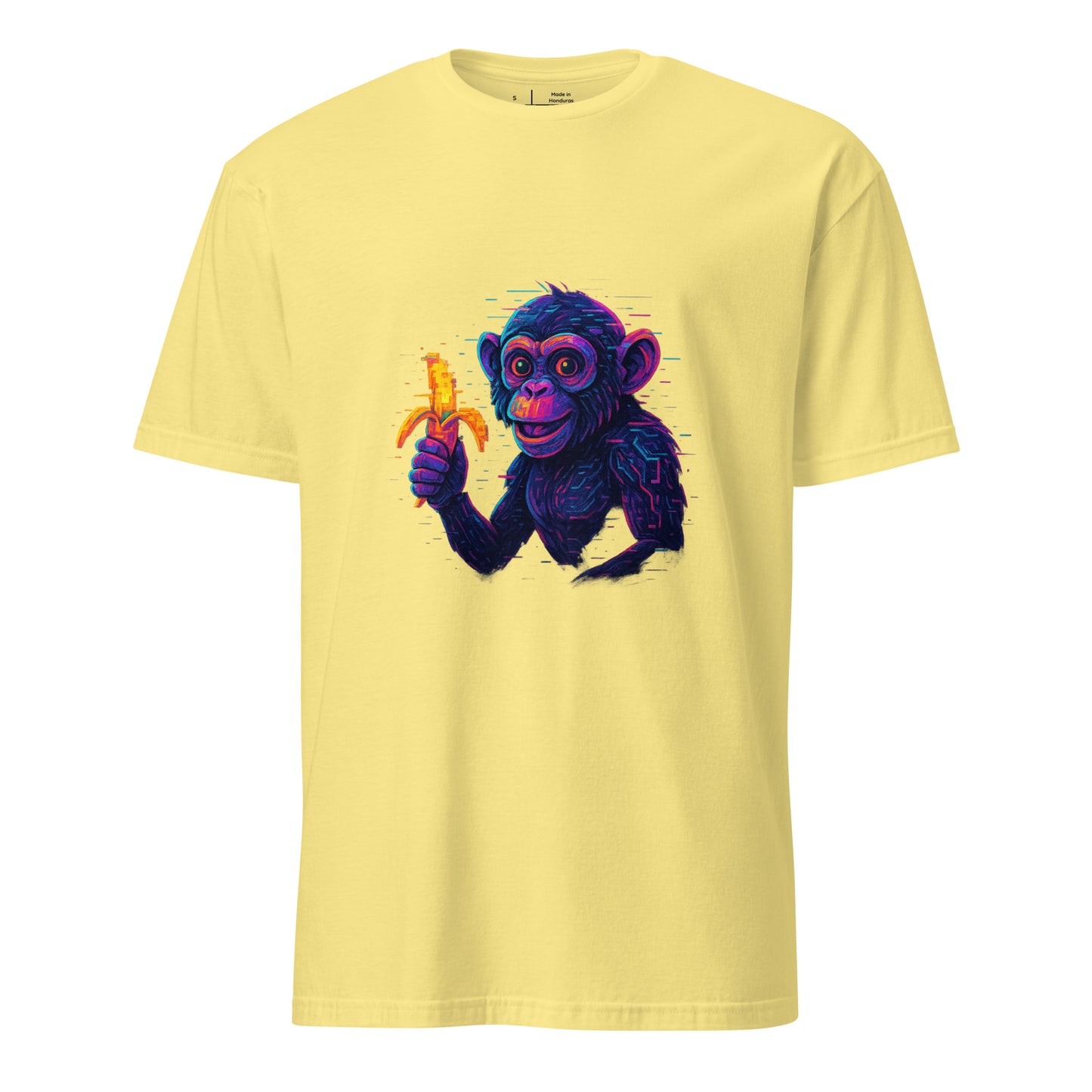 Cyber Monkey – Futuristic Primate - Short-Sleeve Unisex T-Shirt - Graphic Tee - Cornsilk - Front