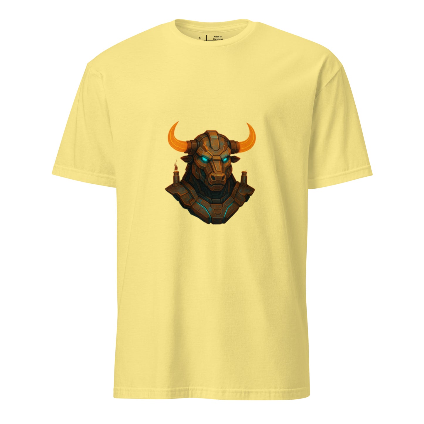 Techno Minotaur – Cyber Beast - Short-Sleeve Unisex T-Shirt - Graphic Tee - Cornsilk - Front