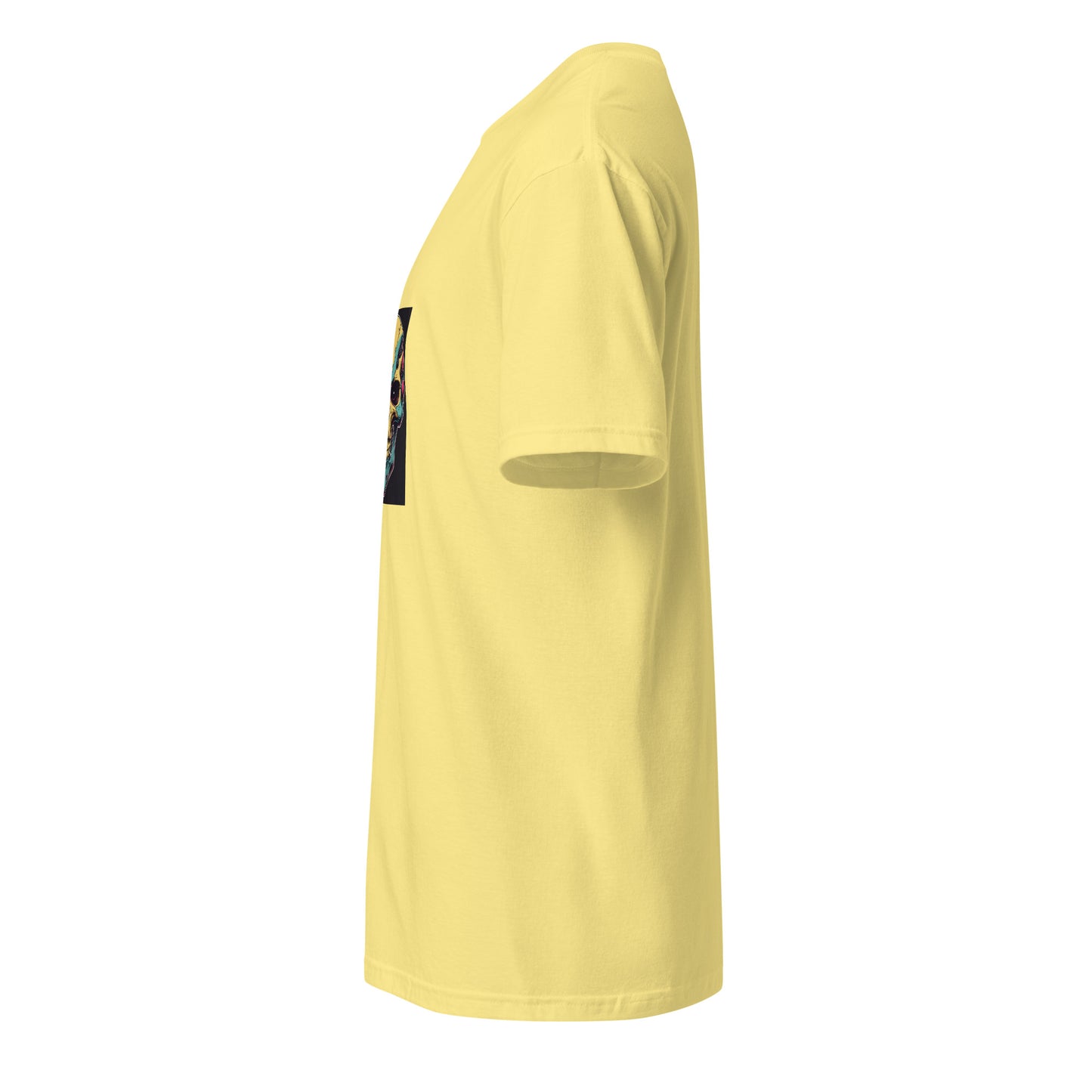 Cyber Skull - Sci-Fi Neon Skull - Short-Sleeve Unisex T-Shirt - Graphic Tee - Cornsilk - Left side