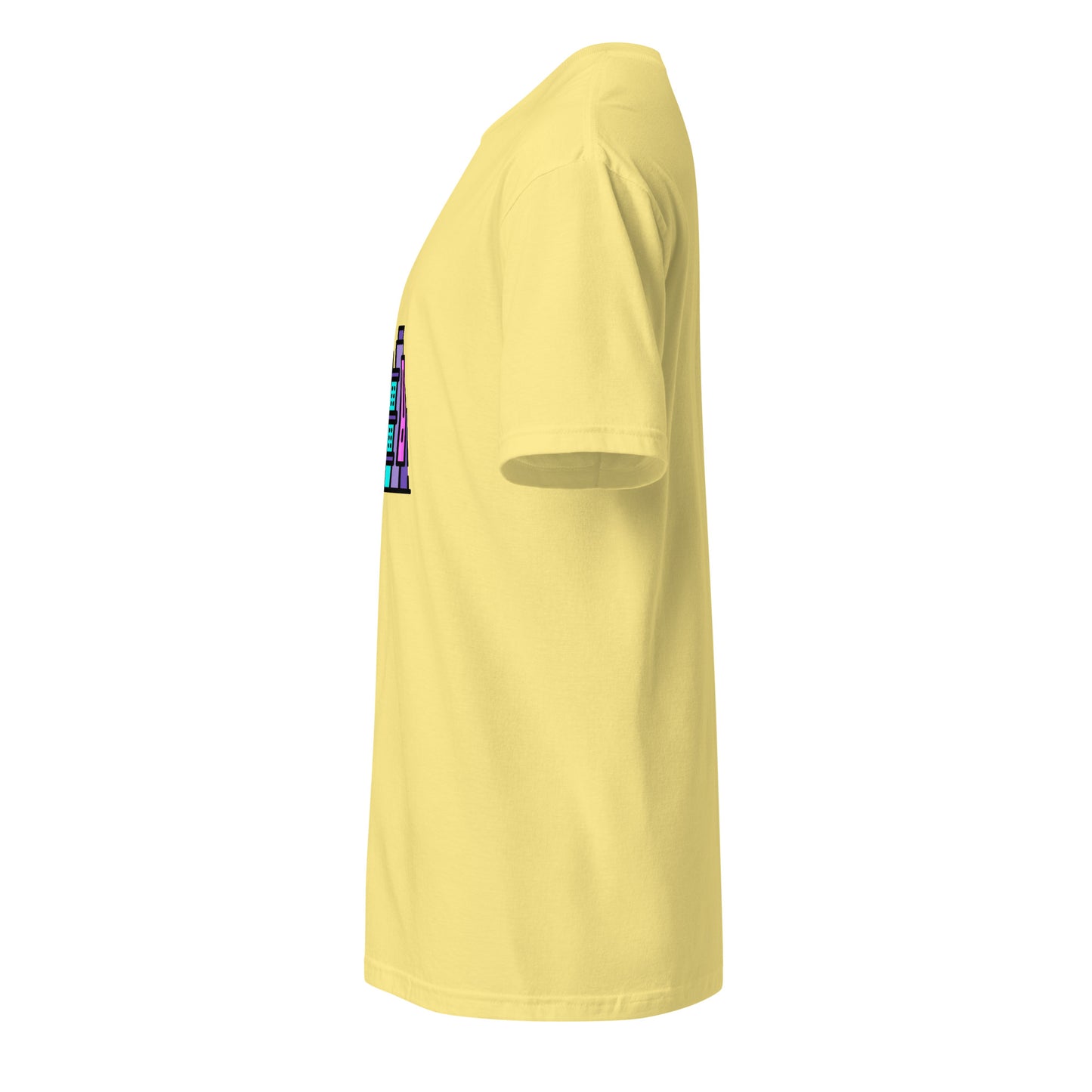 Cyber City - Neon City Dreams - Short-Sleeve Unisex T-Shirt - Graphic Tee - Cornsilk - Left side