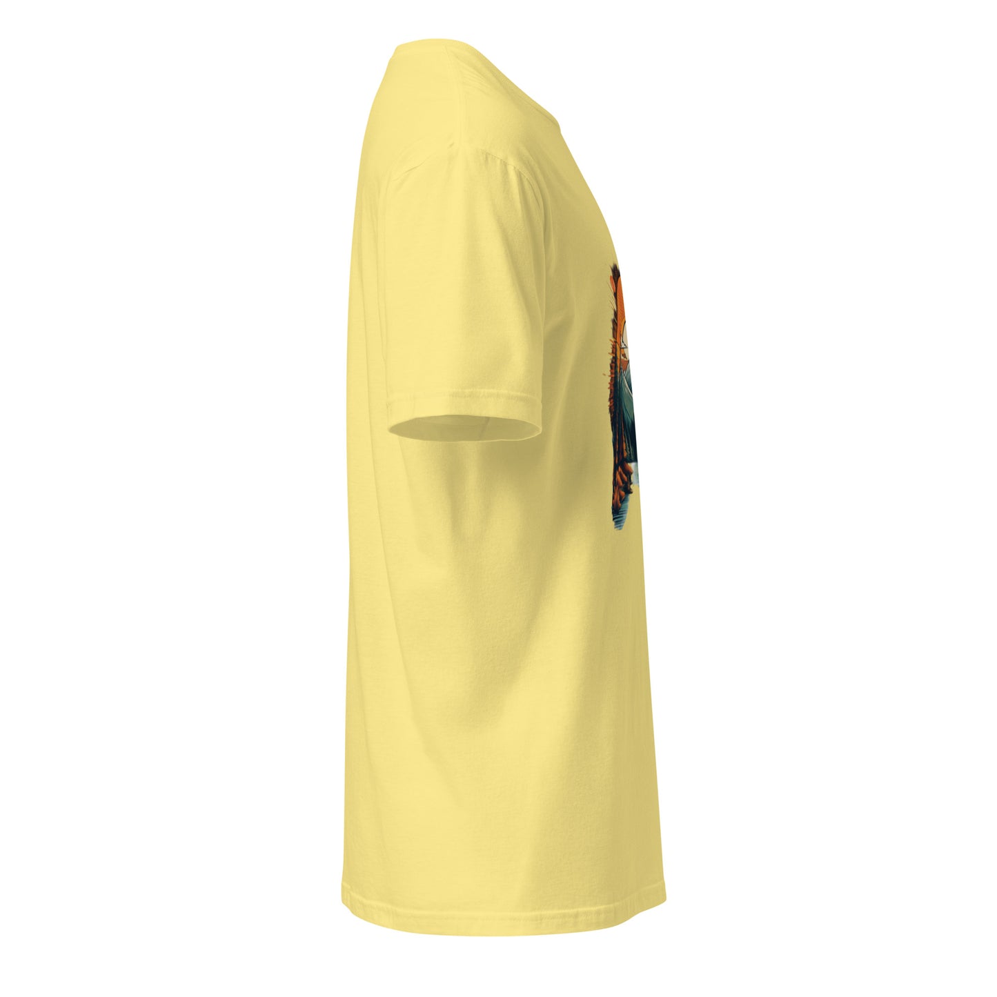 Golden Sunset Camping Escape – Adventure - Short-Sleeve Unisex T-Shirt - Graphic Tee - Cornsilk - Right side