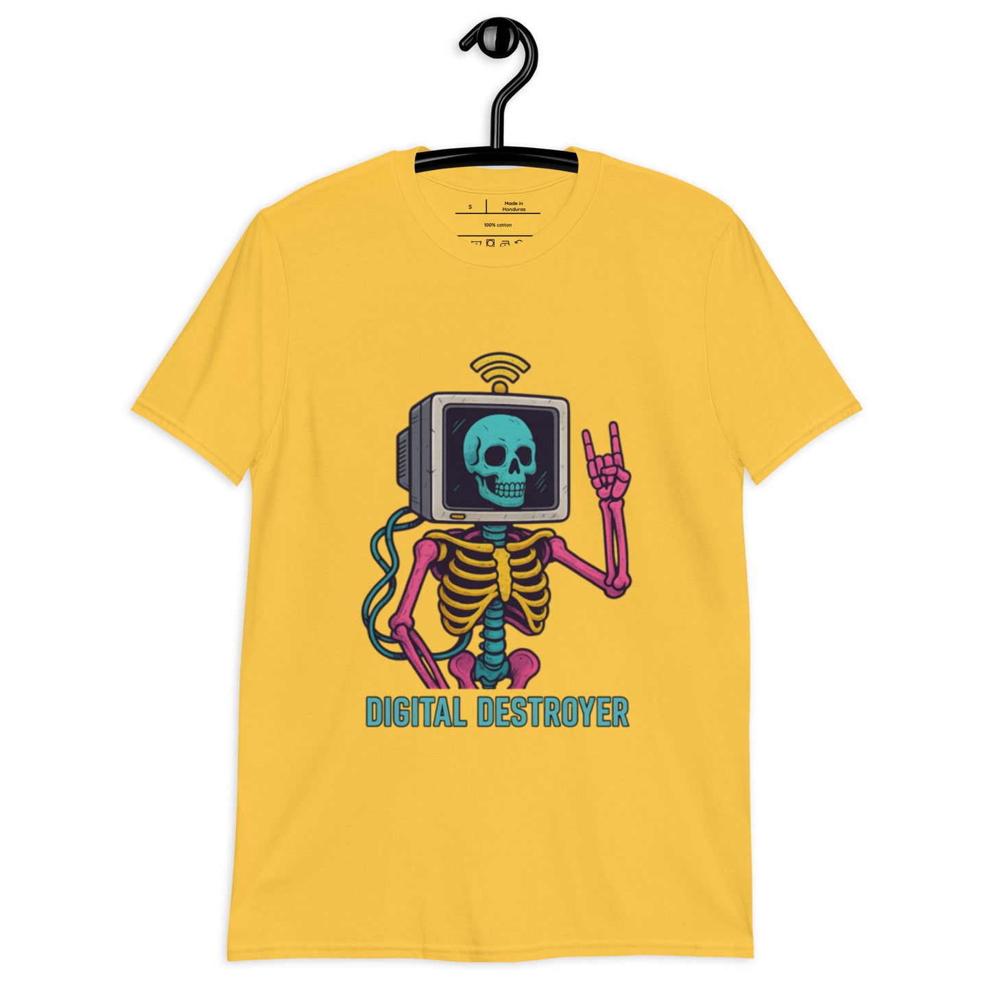 Digital Destroyer - Skeleton Bandwidth Battle - Short-Sleeve Unisex T-Shirt - Graphic Tee - Daisy - Front