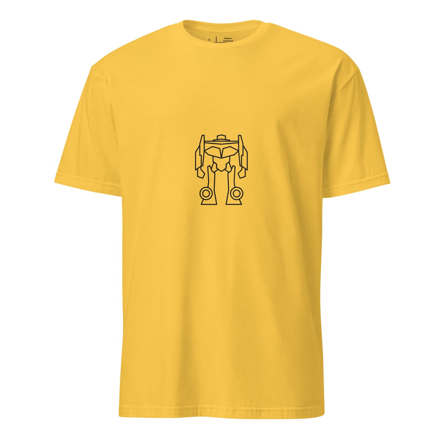 Mech Minimalist 4 - Black Line-Art Robot Design - Short-Sleeve Unisex T-Shirt - Graphic Tee - Daisy - Front