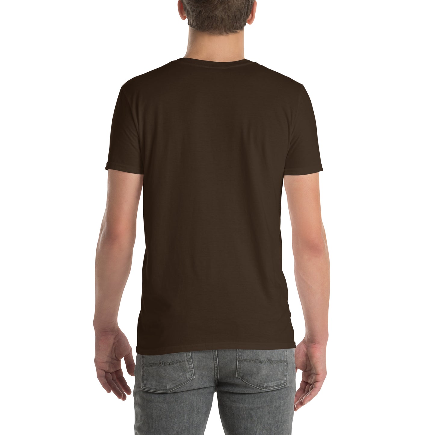 Never Trust An Atom - Science Joke - Short-Sleeve Unisex T-Shirt - Graphic Tee - Dark Chocolate - Back