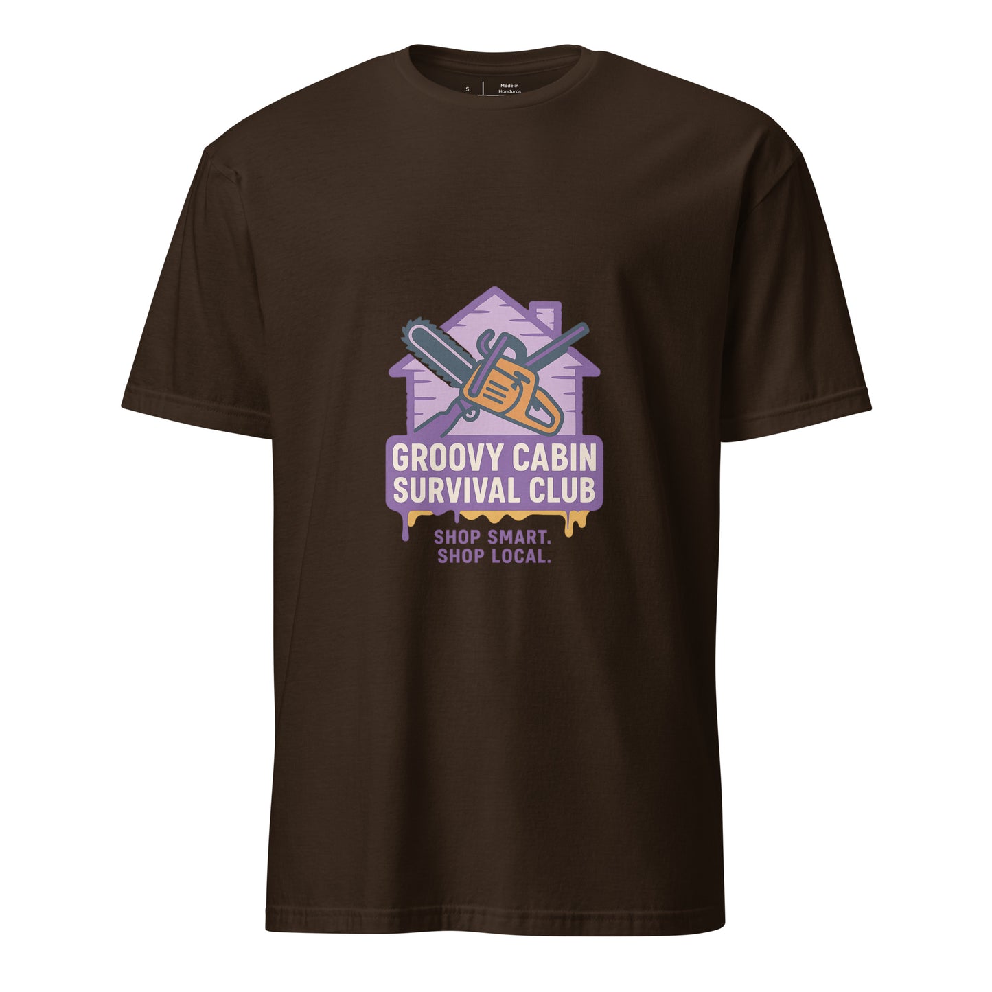 Groovy Cabin- Retro Horror Vibes - Short-Sleeve Unisex T-Shirt - Graphic Tee - Dark Chocolate - Front