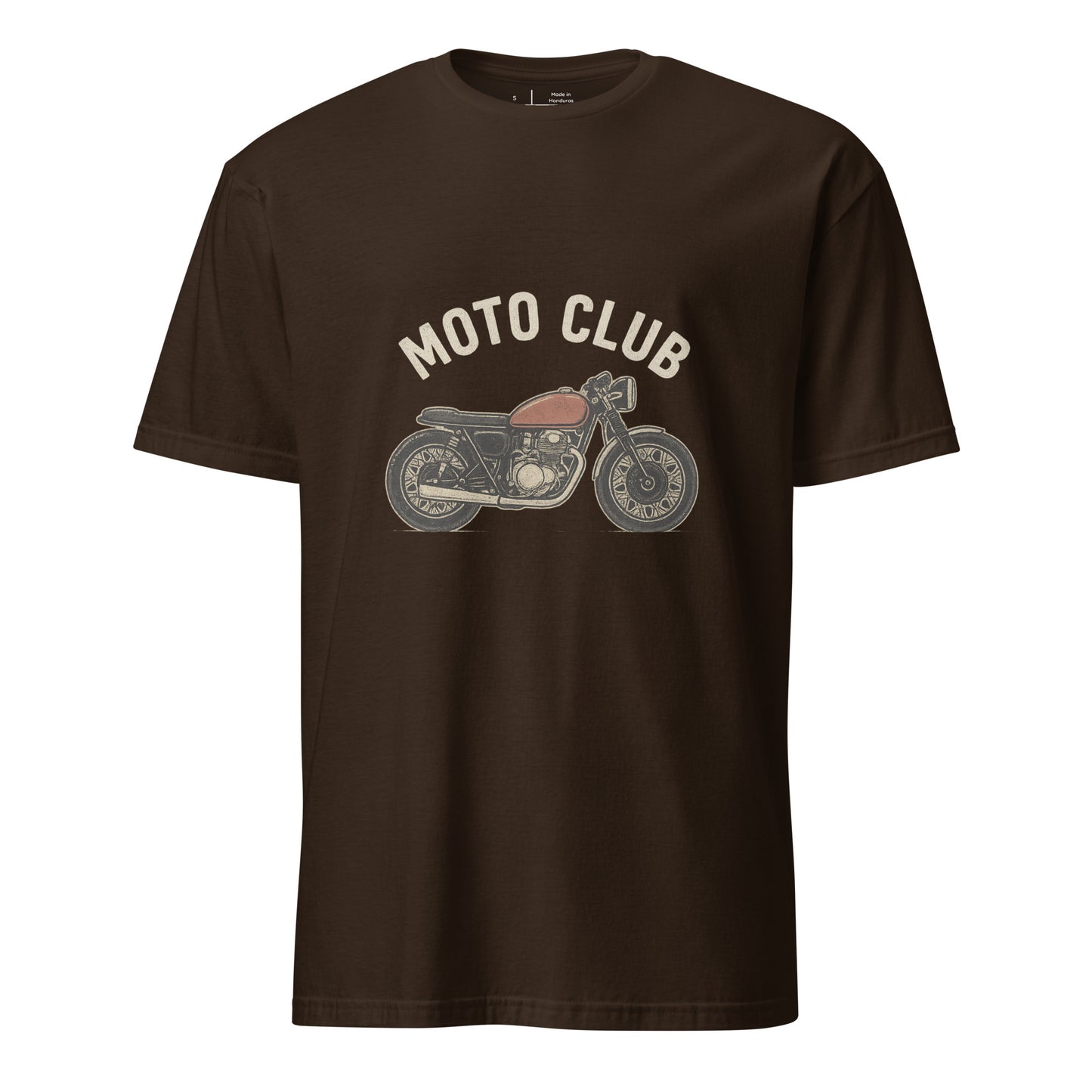 Moto Club – Vintage Rider’s - Short-Sleeve Unisex T-Shirt - Graphic Tee - Dark Chocolate - Front