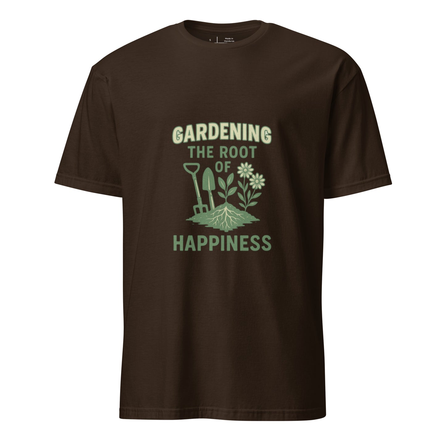 Root Of Happiness - Nature Lover’s - Short-Sleeve Unisex T-Shirt - Graphic Tee - Dark Chocolate - Front