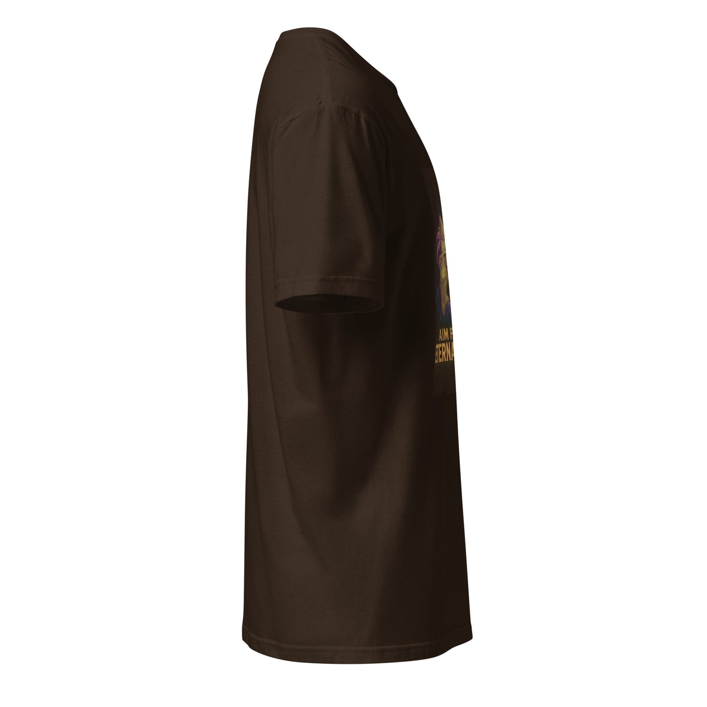 Solar Nova Huntress – “Aim for the Eternal Spark.” - Short-Sleeve Unisex T-Shirt - Graphic Tee - Dark Chocolate - Right side