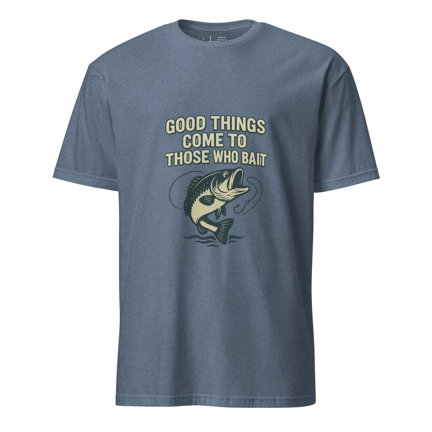 Good Things - Fishing Whitty Saying - Short-Sleeve Unisex T-Shirt - Graphic Tee - Heather Indigo - Front