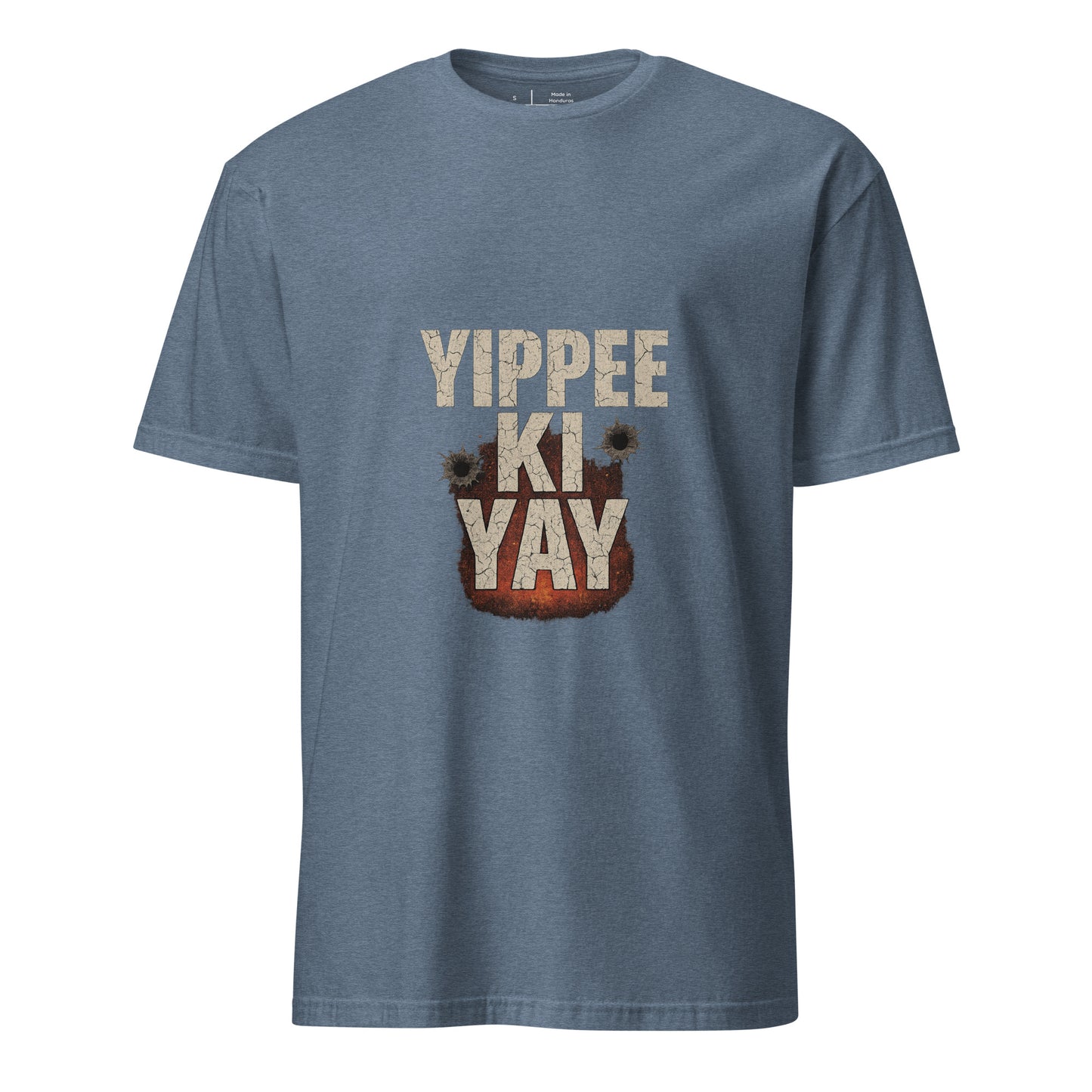 Yippee Ki Yay - 80's Nostalgia - Short-Sleeve Unisex T-Shirt - Graphic Tee - Heather Indigo - Front