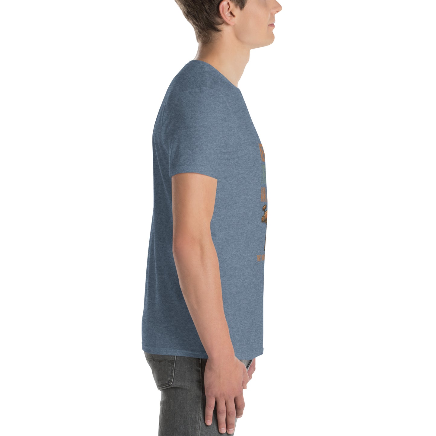 Never Trust An Atom - Science Joke - Short-Sleeve Unisex T-Shirt - Graphic Tee - Heather Indigo - Right side