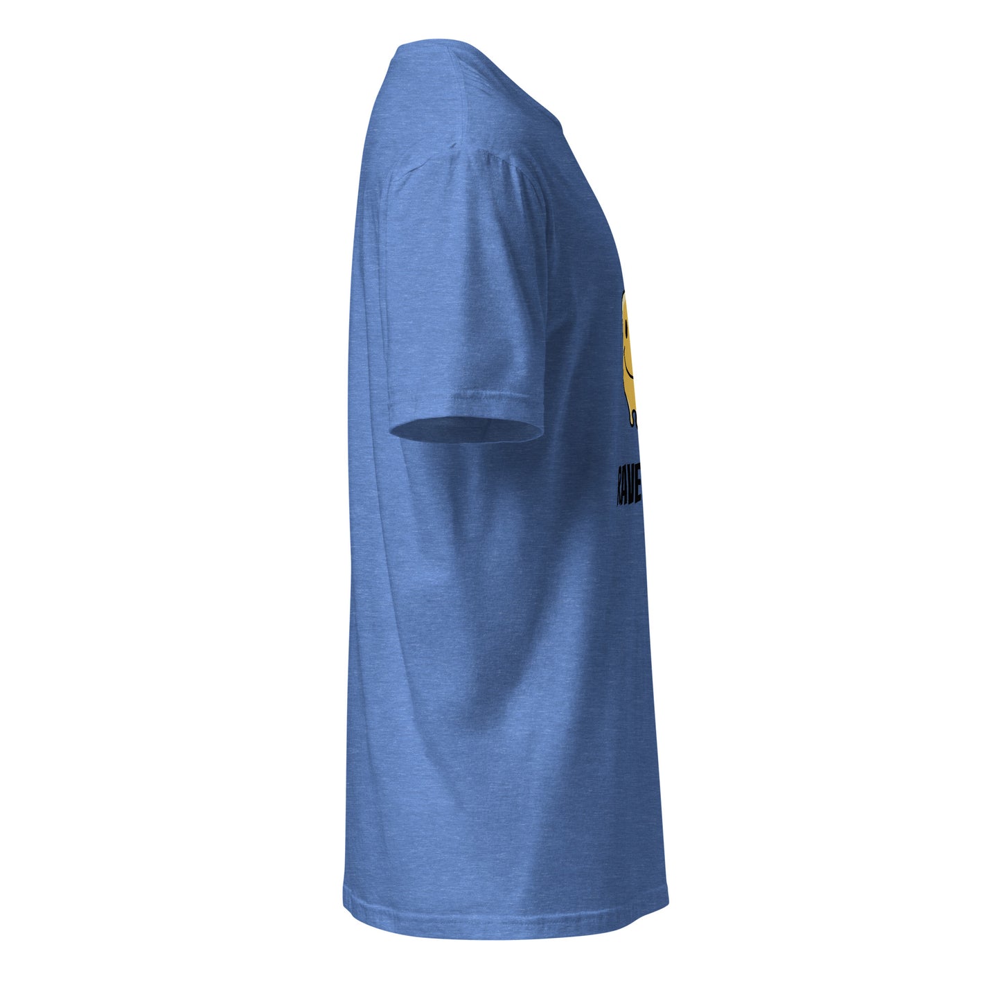Rave On - Smiley Icon - Short-Sleeve Unisex T-Shirt - Graphic Tee - Heather Royal Blue - Right side