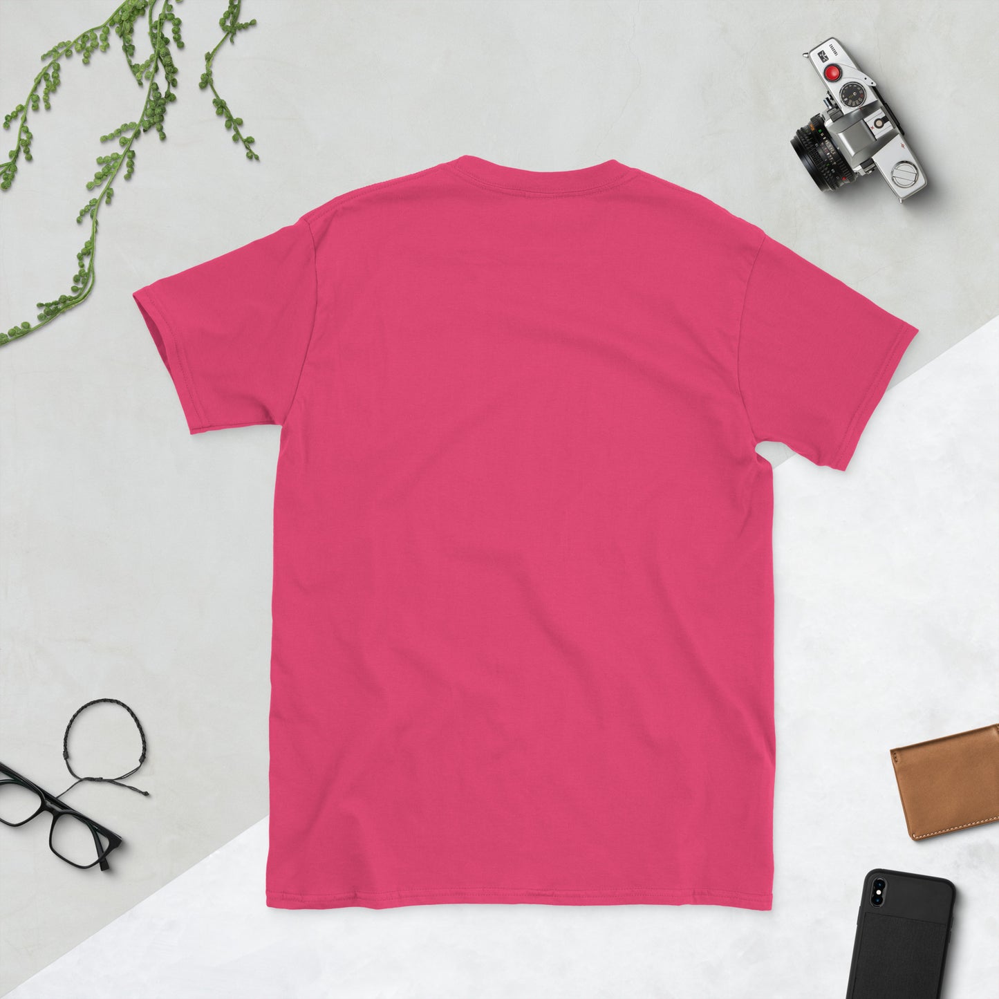 Stay Kind – Retro Heart Typography - Short-Sleeve Unisex T-Shirt - Graphic Tee - Heliconia - Back