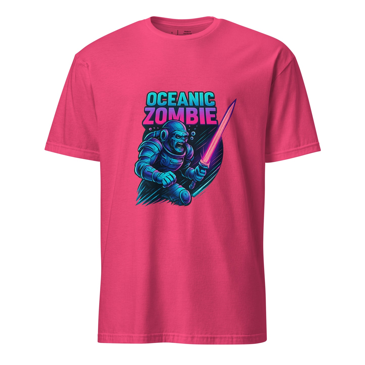 Oceanic Zombie - Deep Sea Horror - Short-Sleeve Unisex T-Shirt - Graphic Tee - Heliconia - Front