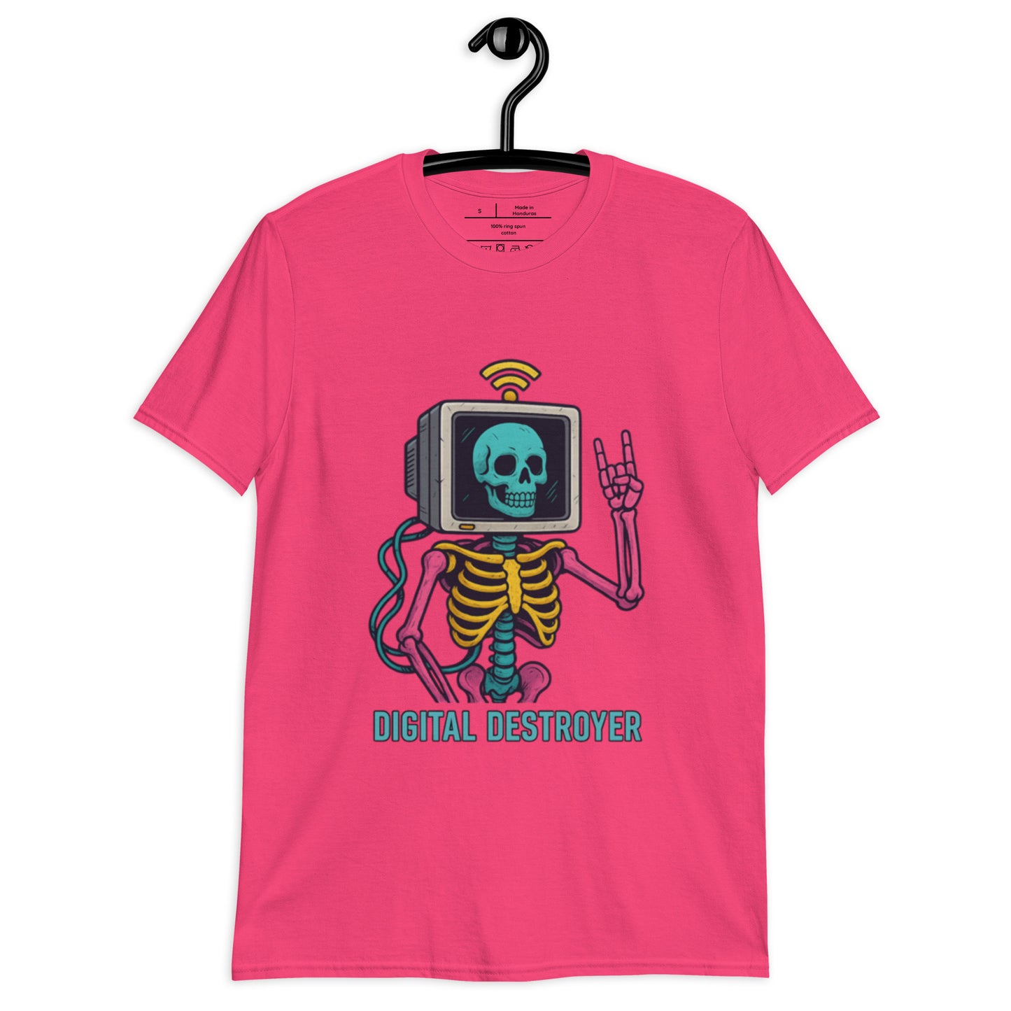 Digital Destroyer - Skeleton Bandwidth Battle - Short-Sleeve Unisex T-Shirt - Graphic Tee - Heliconia - Front
