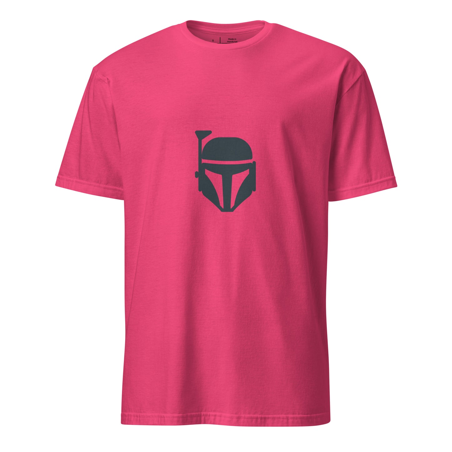 Bounty Hunter - Minimalist Mandalorian Icon - Short-Sleeve Unisex T-Shirt - Graphic Tee - Heliconia - Front
