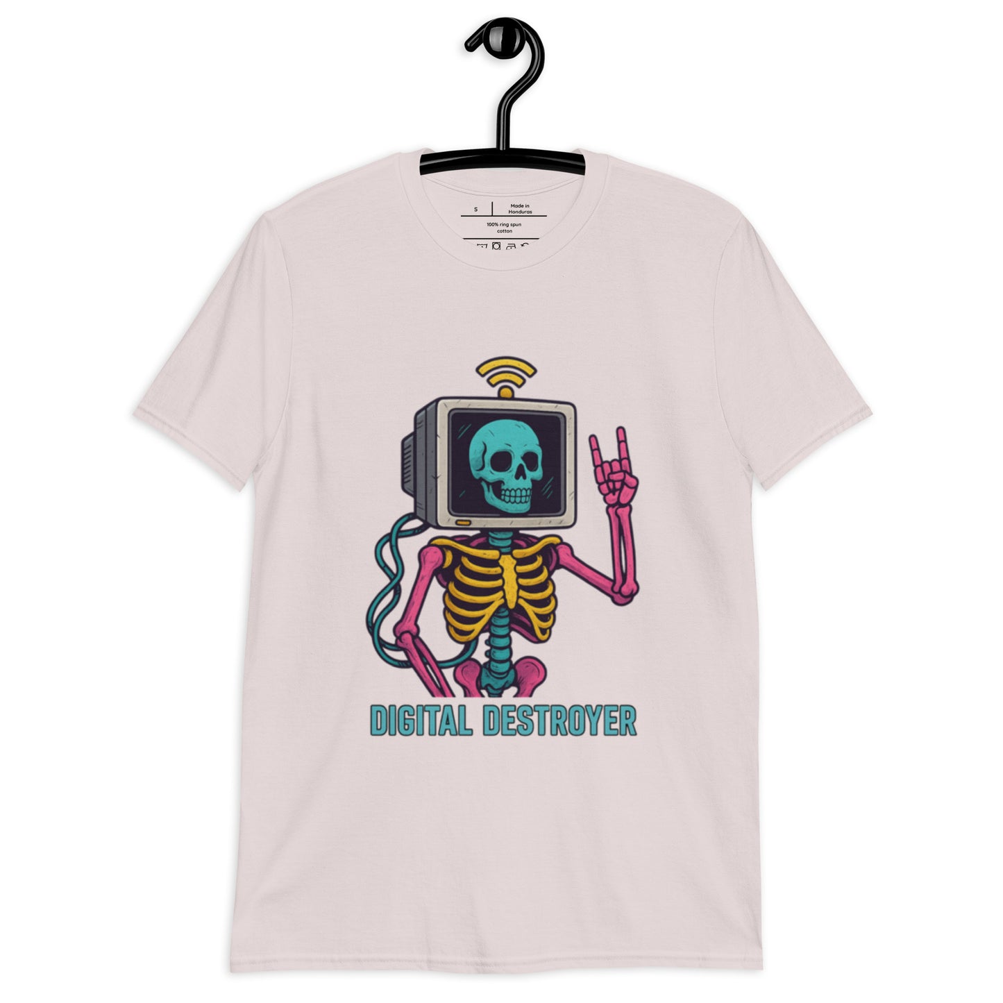 Digital Destroyer - Skeleton Bandwidth Battle - Short-Sleeve Unisex T-Shirt - Graphic Tee - Ice Grey - Front