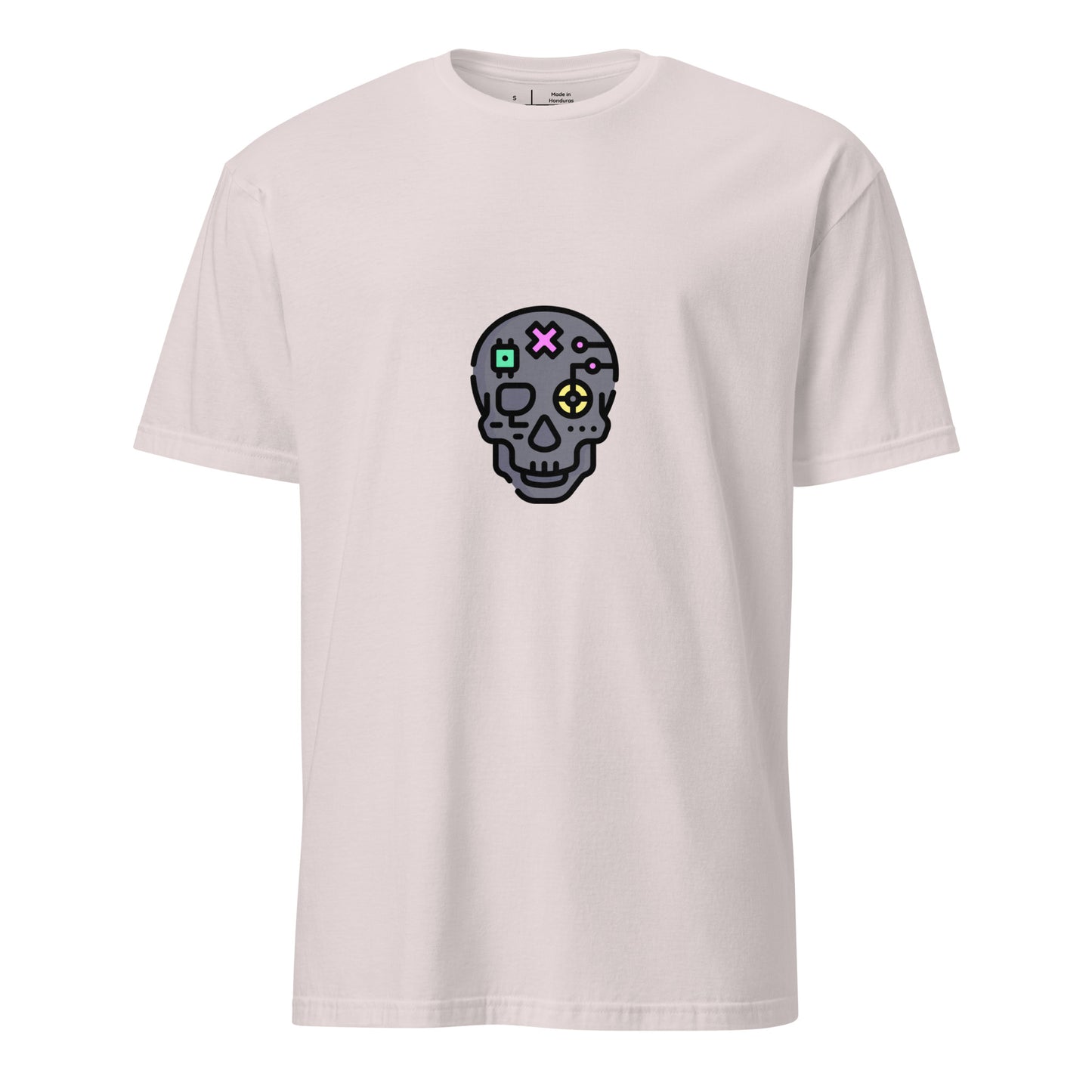 Cartoon Cyber Skull - Future Shock Style - Short-Sleeve Unisex T-Shirt - Graphic Tee - Ice Grey - Front