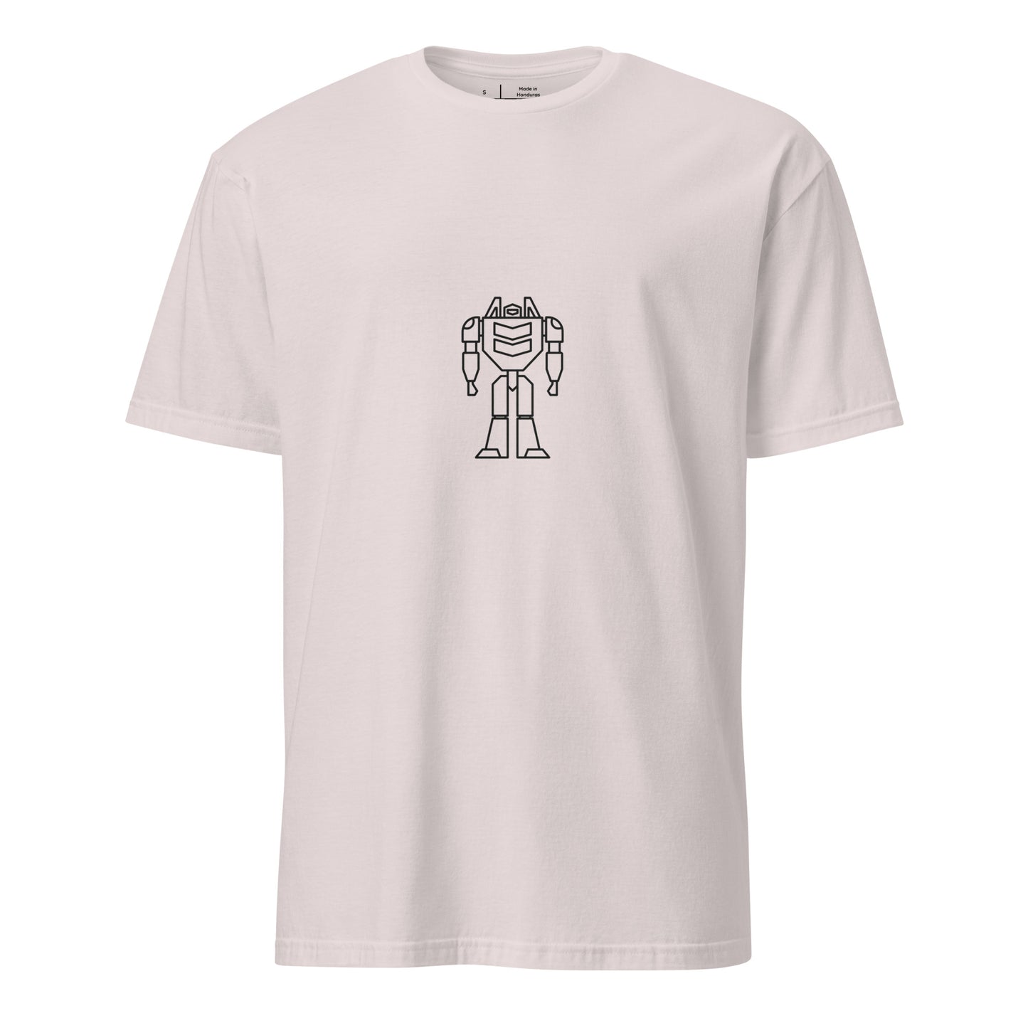 Mech Minimalist 3 - Black Line-Art Robot Design - Short-Sleeve Unisex T-Shirt - Graphic Tee - Ice Grey - Front