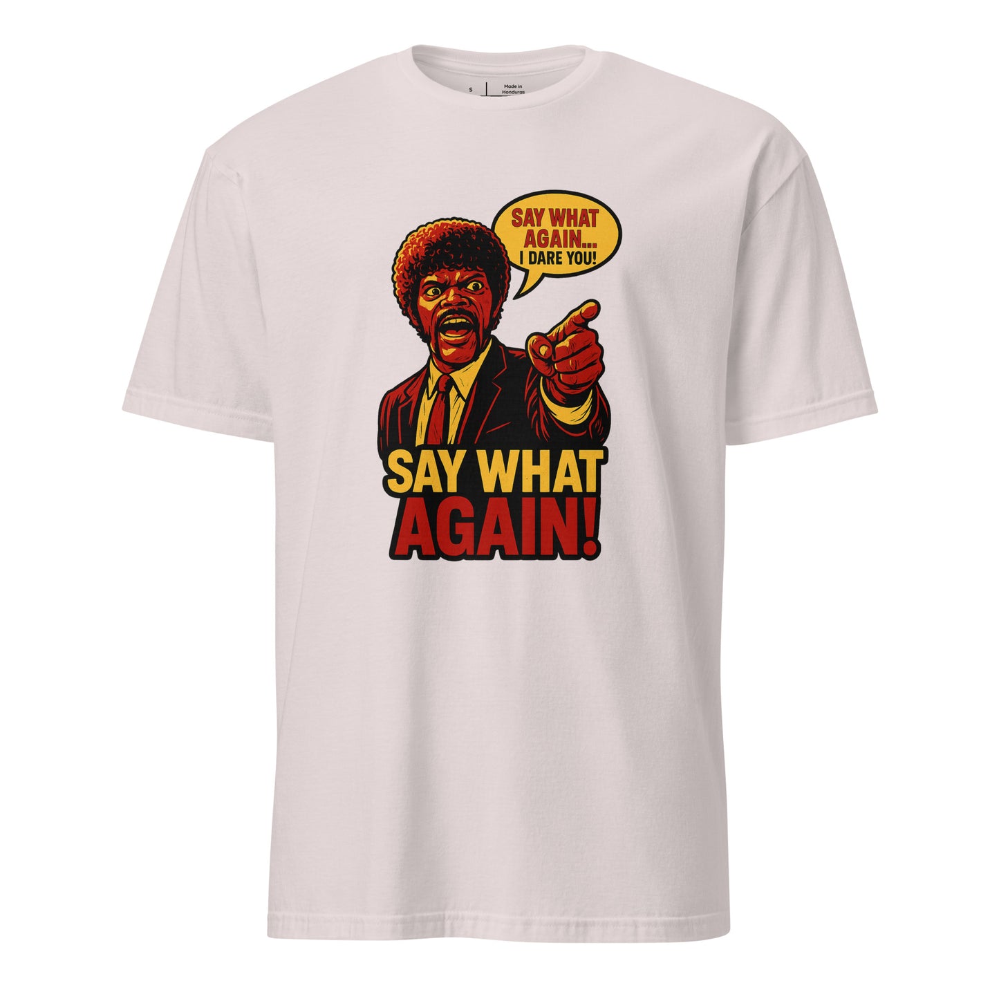 Say What Again, I Dare You – Retro Movie Quote - Short-Sleeve Unisex T-Shirt - Graphic Tee - Ice Grey - Front